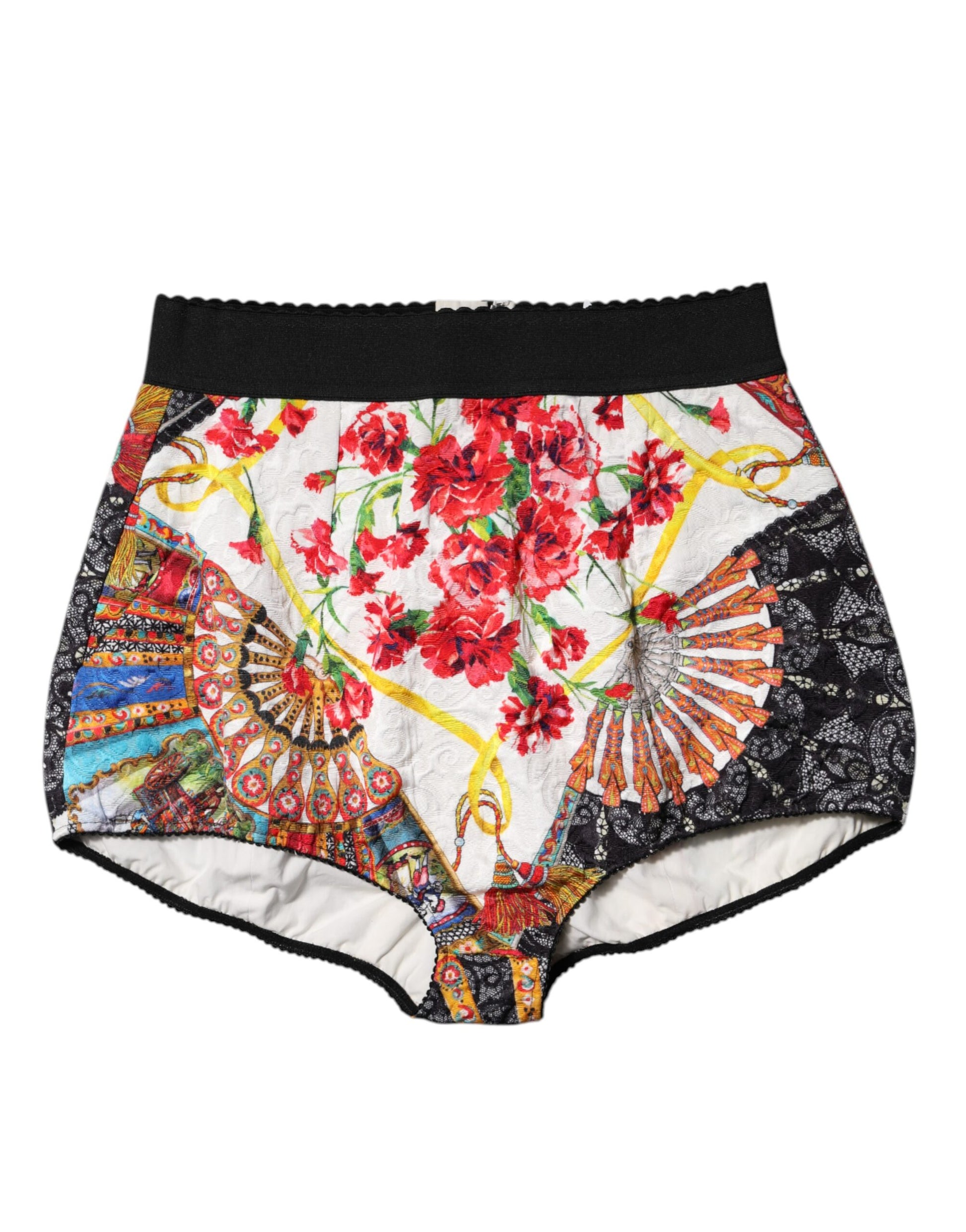 Mehrfarbige Hotpants-Shorts mit hoher Taille und Blumenmuster