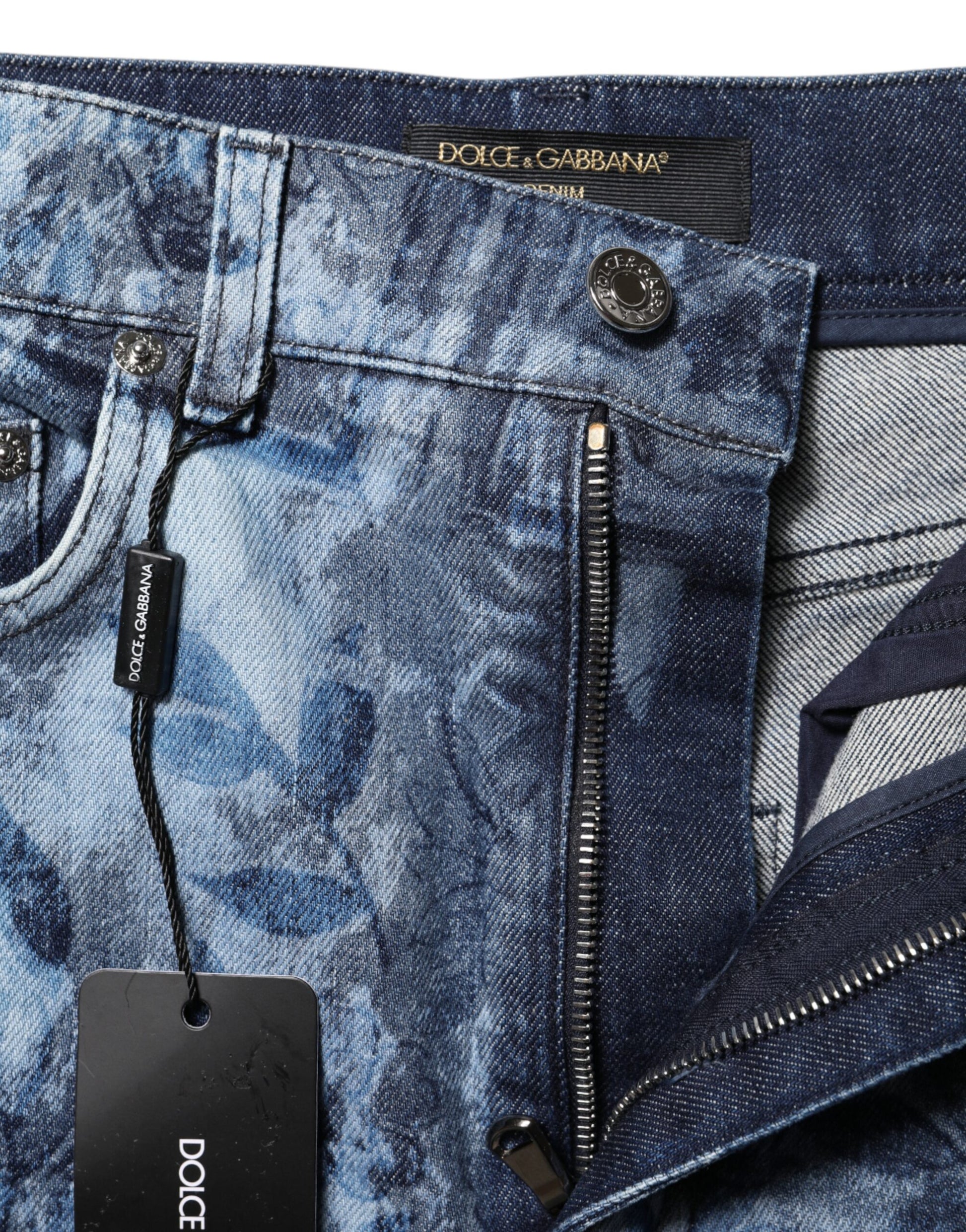 Blaue Hotpants-Shorts aus Denim-Baumwolle mit Blumenmuster