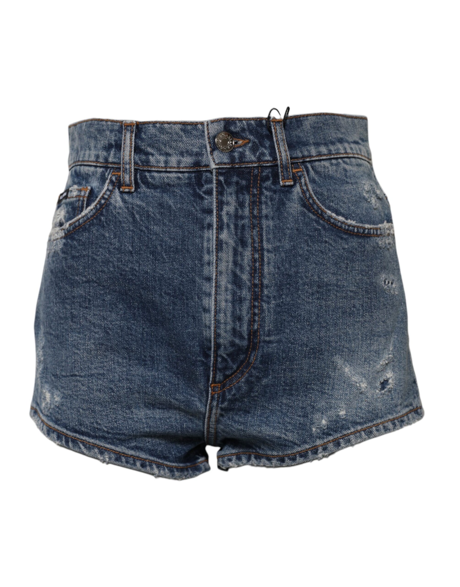 Blaue zerfetzte Hotpants-Shorts aus Denim-Baumwolle