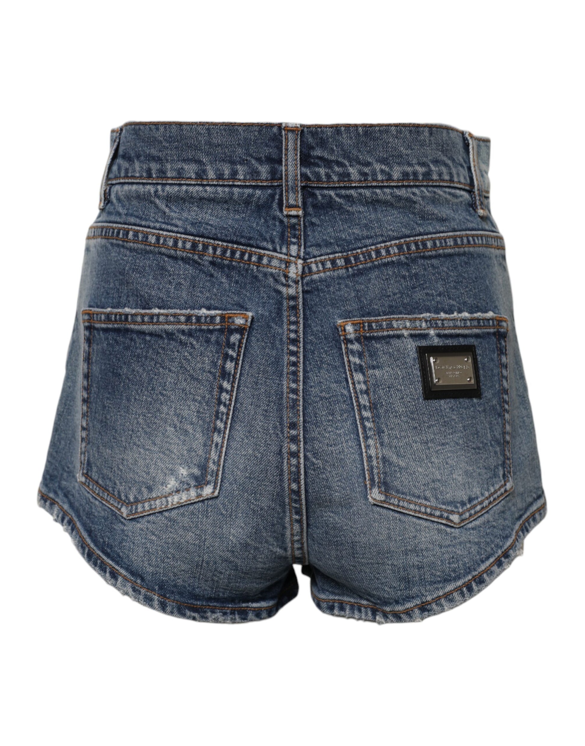 Blaue zerfetzte Hotpants-Shorts aus Denim-Baumwolle