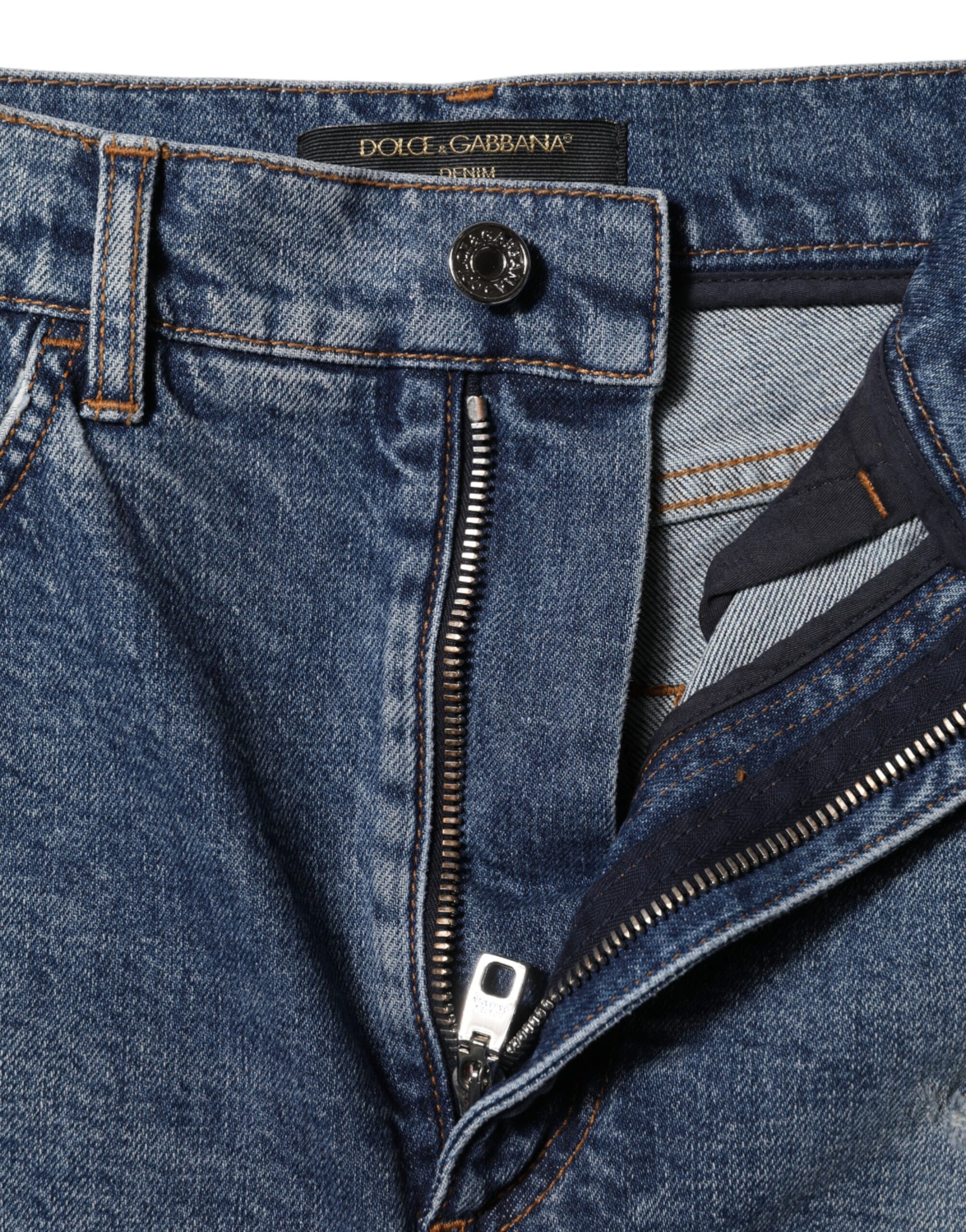 Blaue zerfetzte Hotpants-Shorts aus Denim-Baumwolle