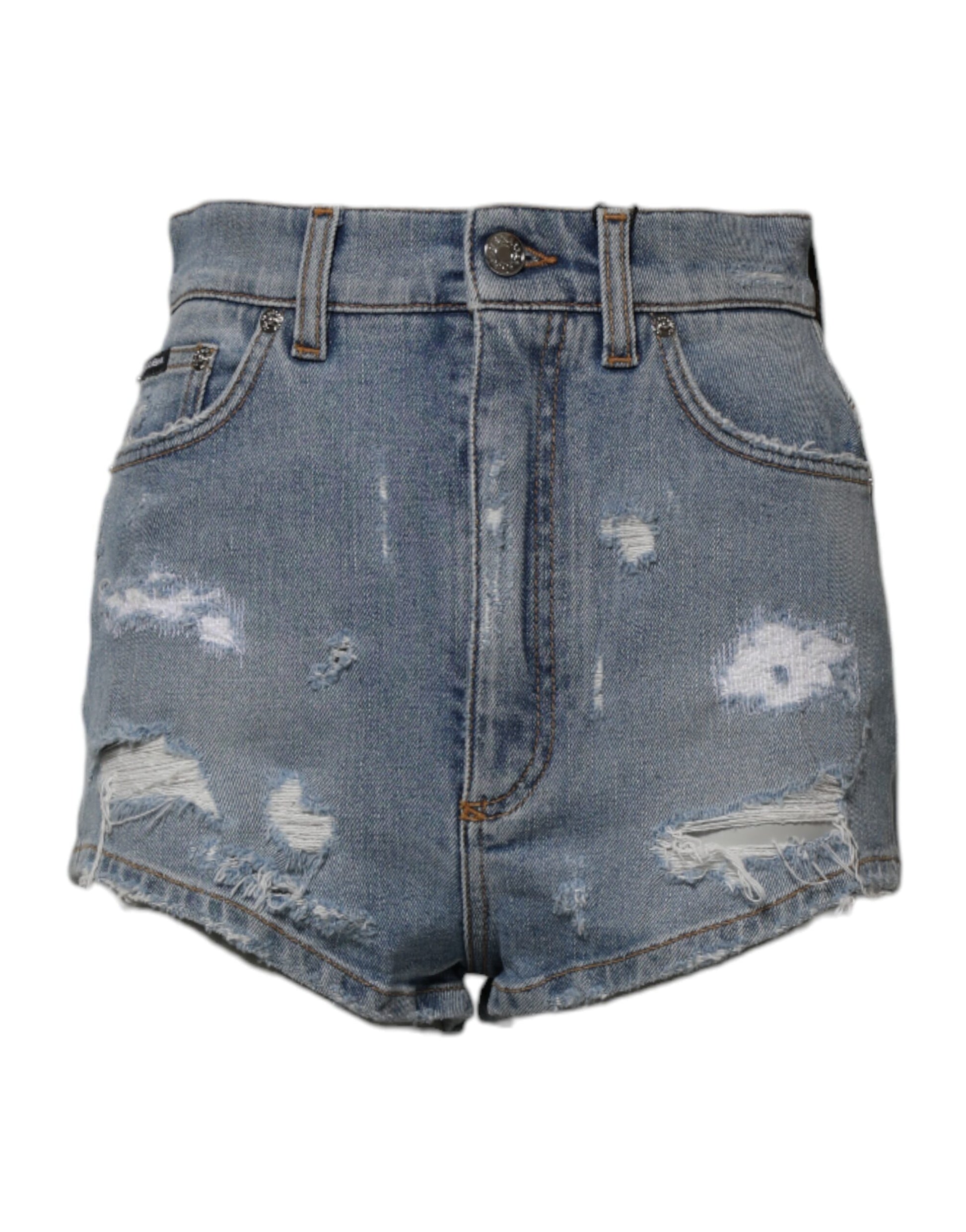 Blaue zerfetzte Hotpants-Shorts aus Denim-Baumwolle