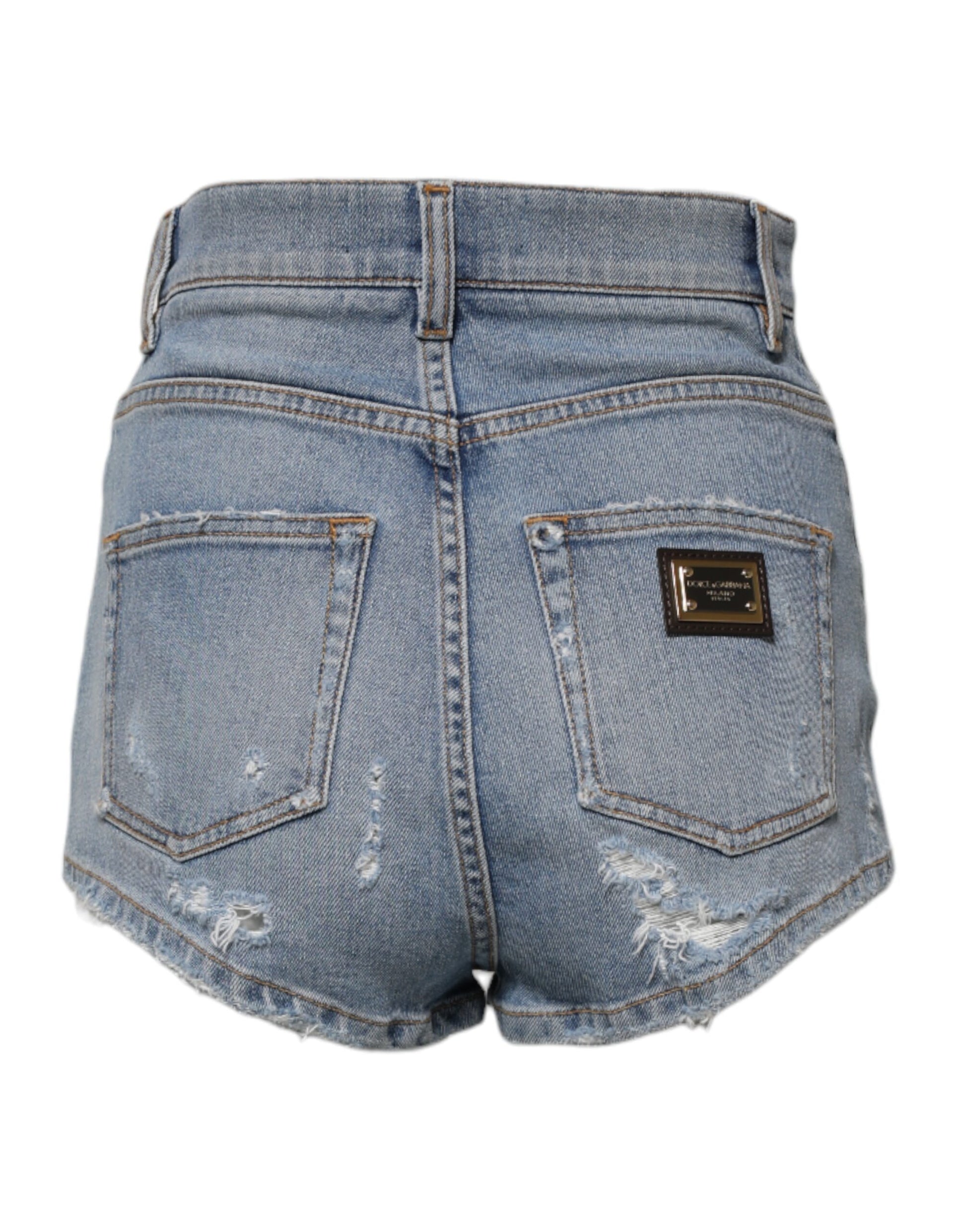 Blaue zerfetzte Hotpants-Shorts aus Denim-Baumwolle