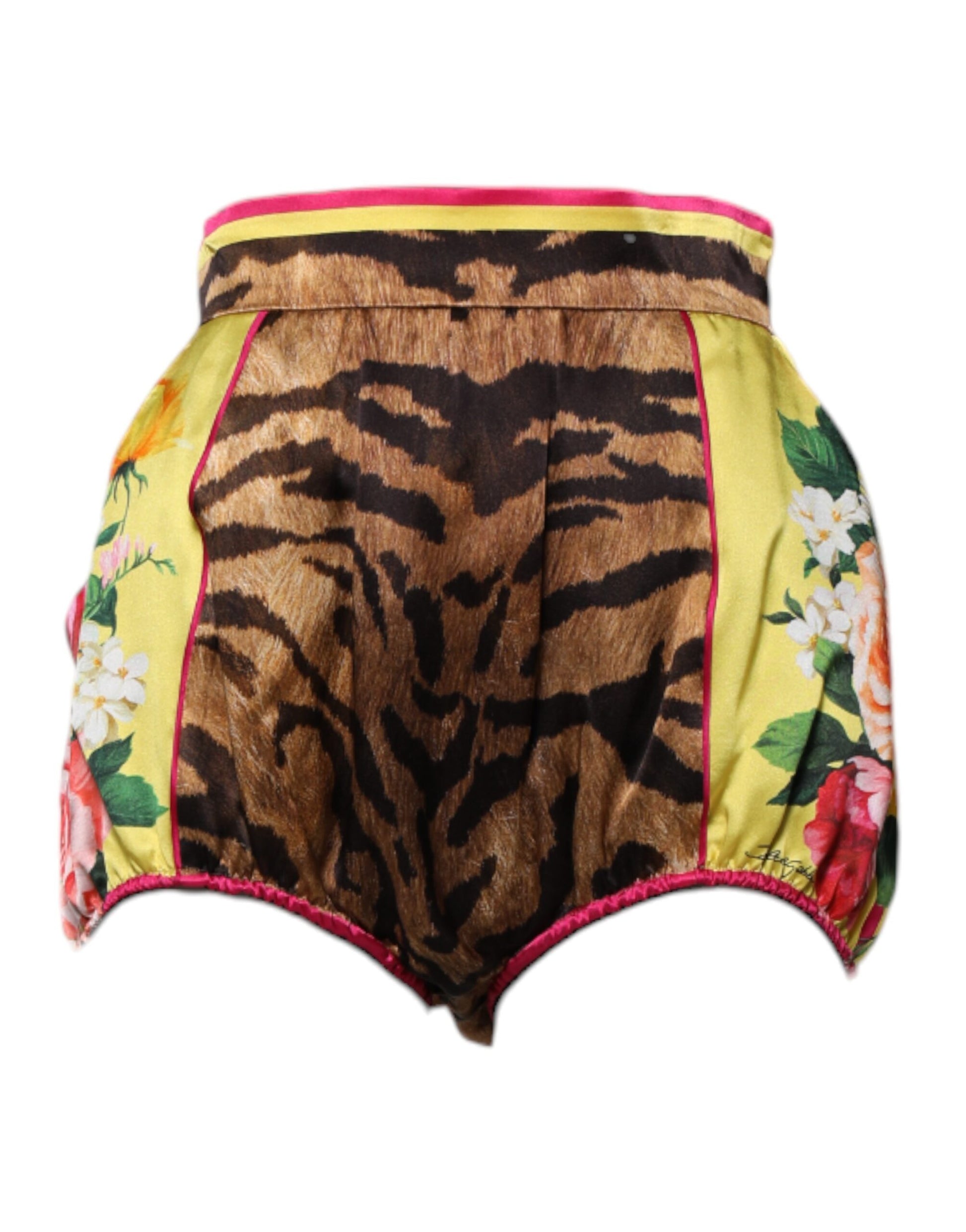 Mehrfarbige Hotpants-Shorts mit hoher Taille und Blumenmuster
