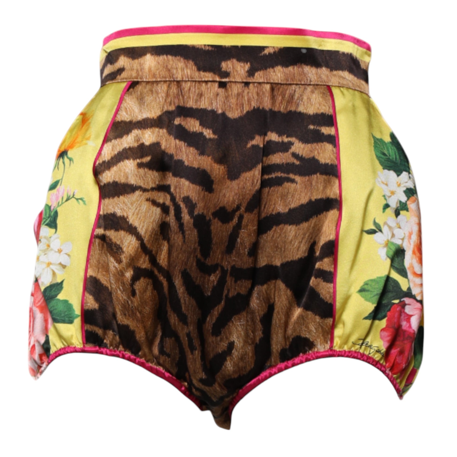 Mehrfarbige Hotpants-Shorts mit hoher Taille und Blumenmuster