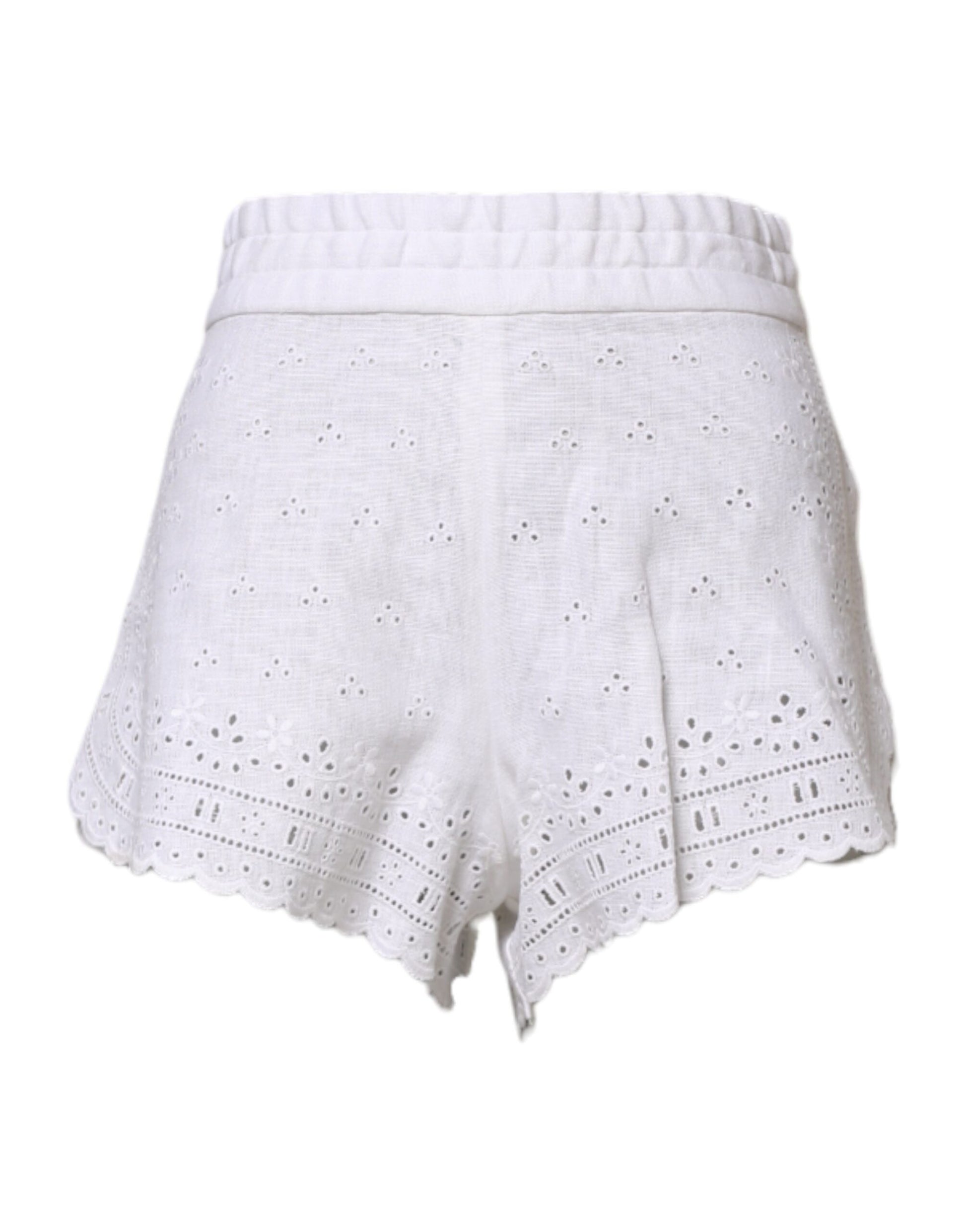 Weiße Hotpants-Shorts aus Leinen mit hoher Taille
