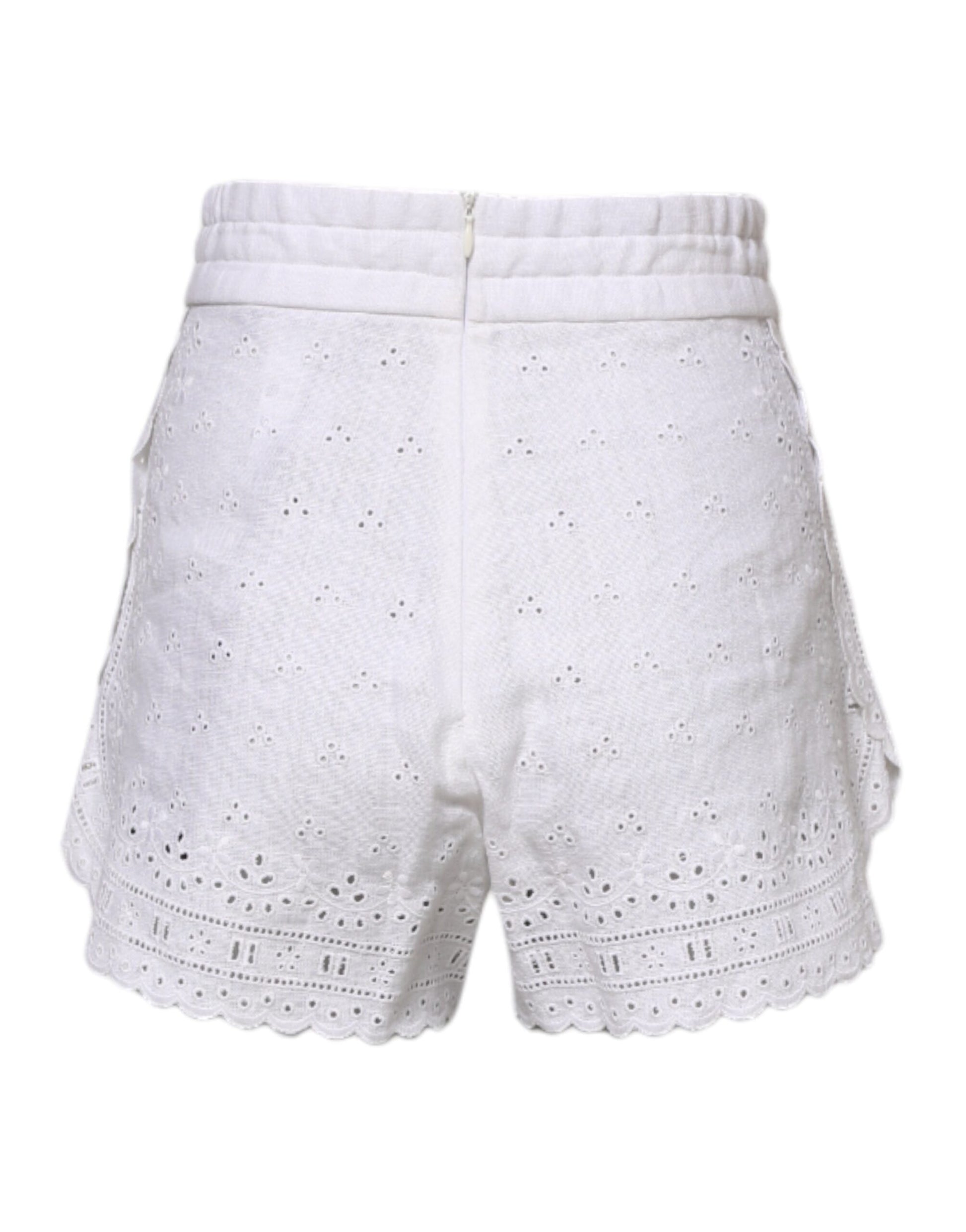 Weiße Hotpants-Shorts aus Leinen mit hoher Taille