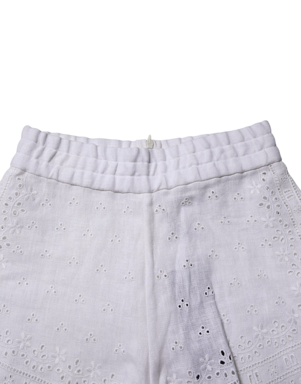 Weiße Hotpants-Shorts aus Leinen mit hoher Taille
