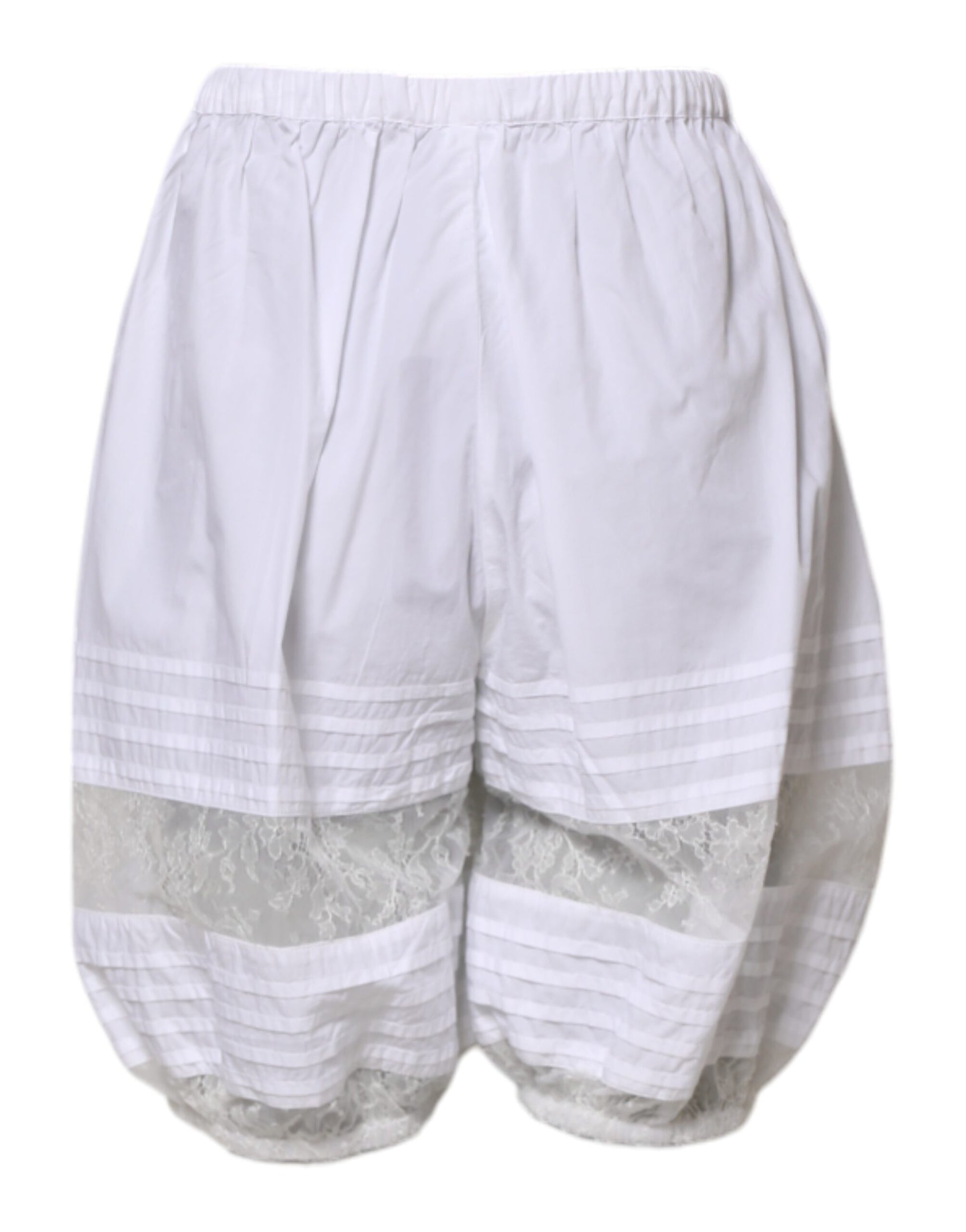 Weiße Shorts aus Baumwolle mit Spitzeneinsätzen und hoher Taille