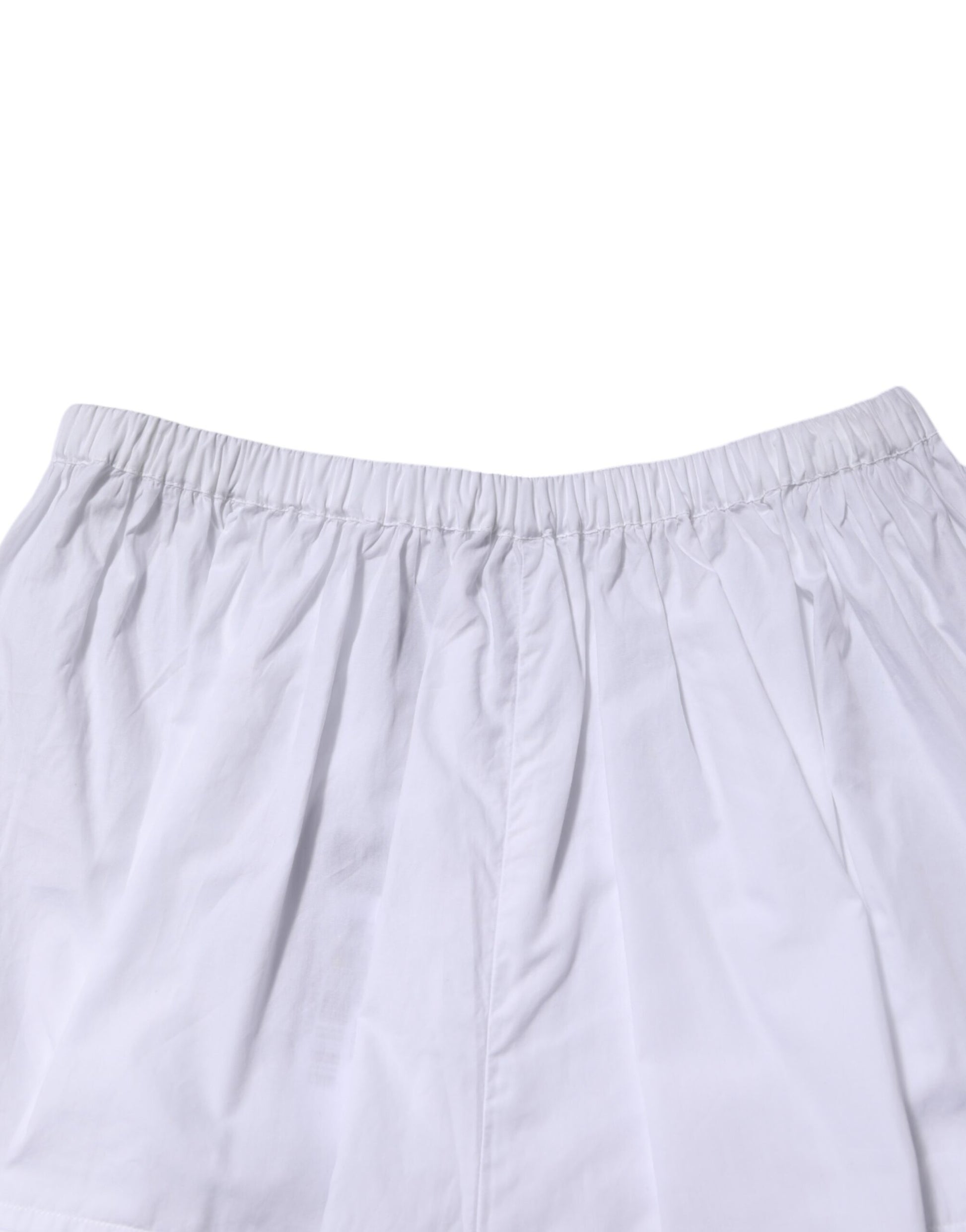 Weiße Shorts aus Baumwolle mit Spitzeneinsätzen und hoher Taille