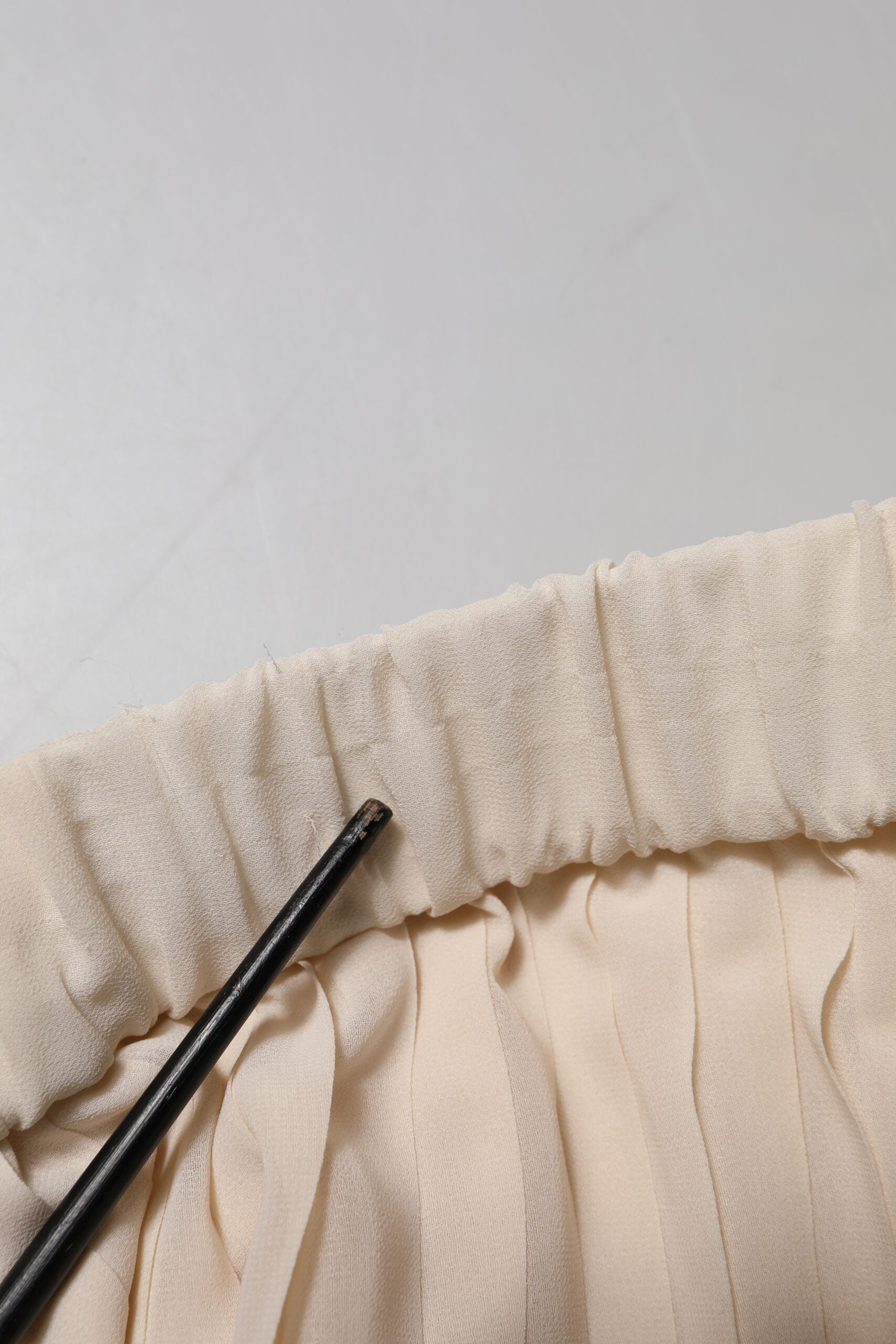 Beige Polyester Pleated A-line High Waist Midi Skirt