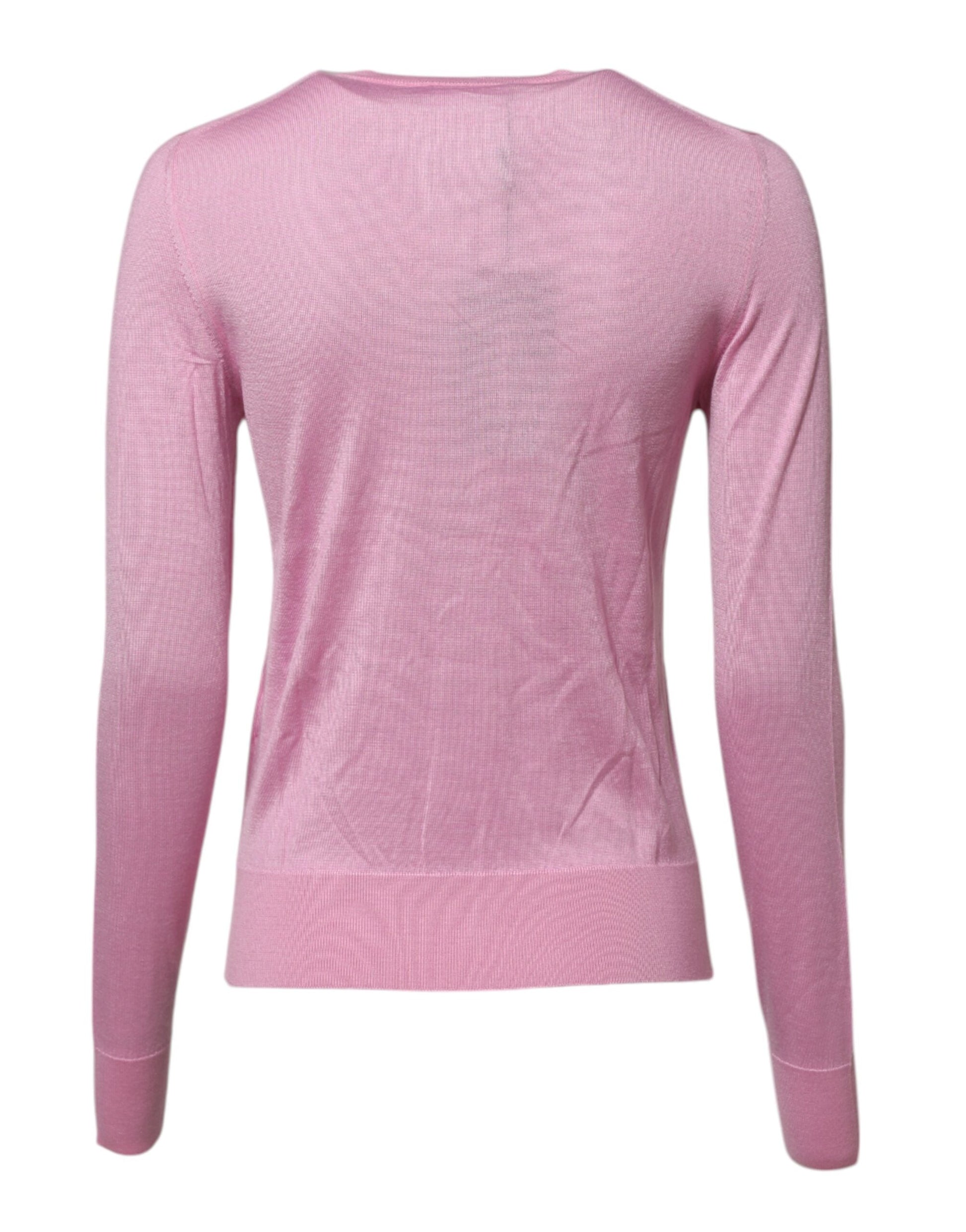 Rosa Strickjacke mit Blumendetail