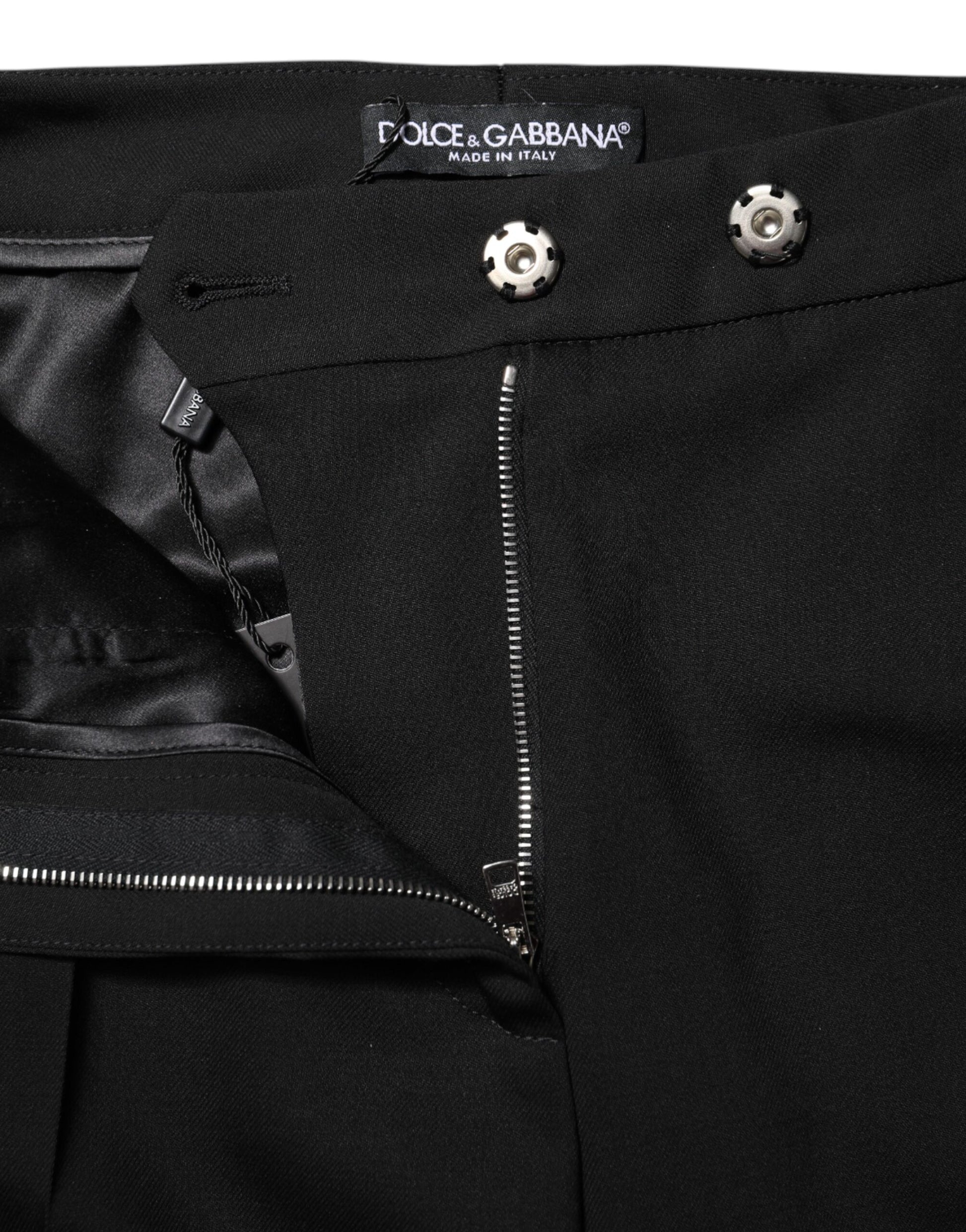 Dolce & Gabbana Black Wool High Waist Flared Pants
