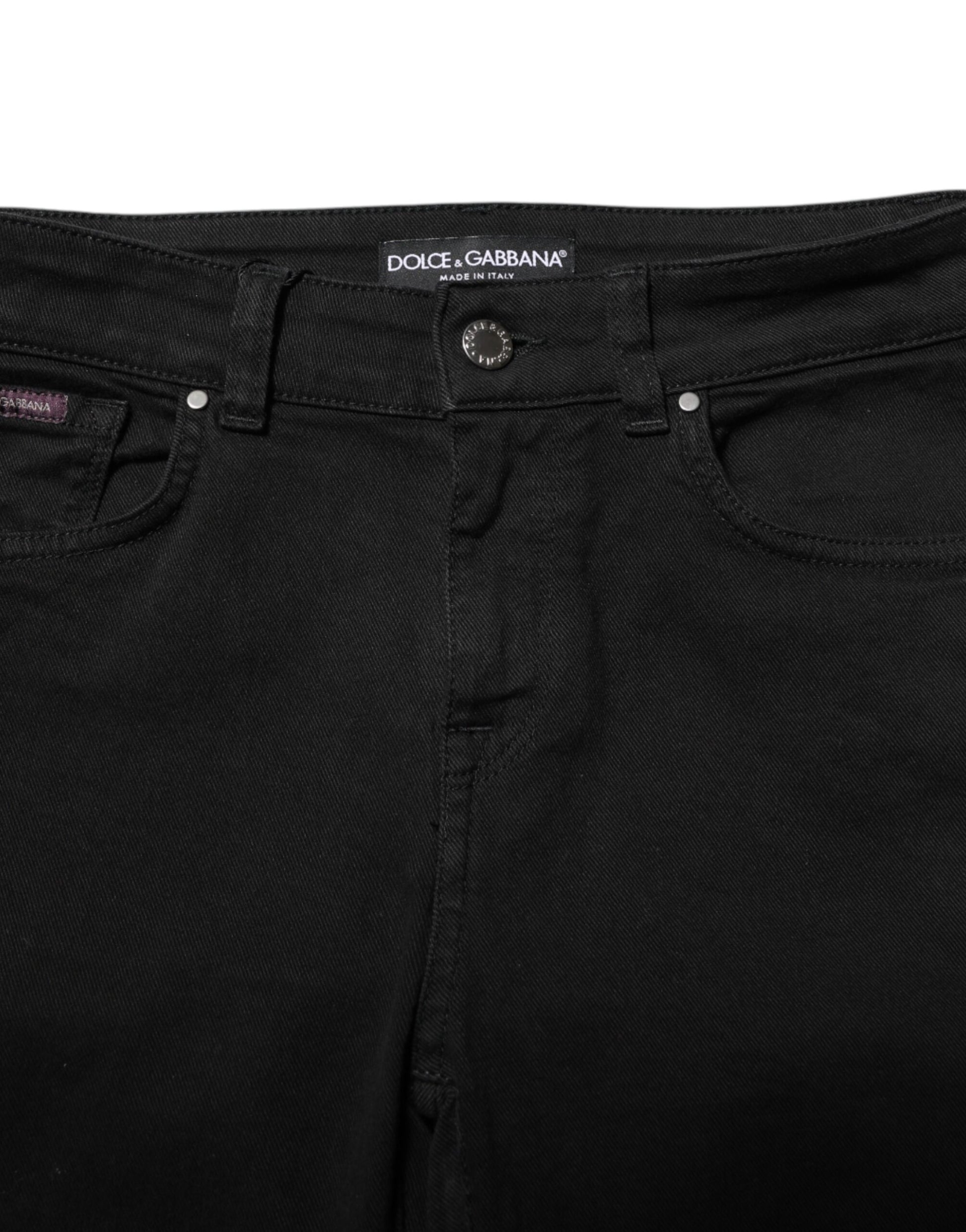 Dolce & Gabbana Black Cotton Skinny Mid Waist Denim Jeans