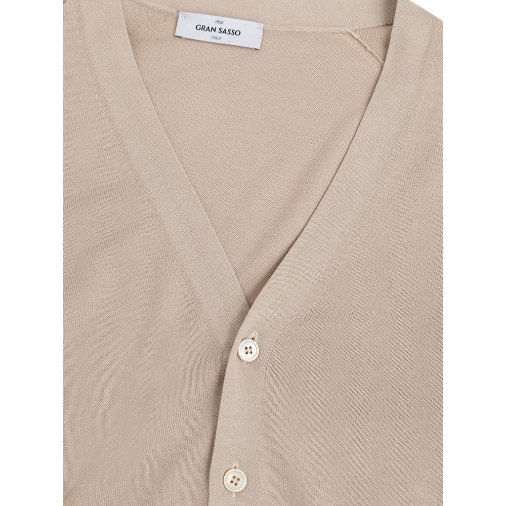 Beigefarbener Baumwoll-Cardigan