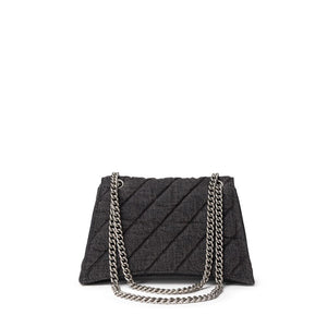 Black Fabric And Leather Shoulder Bag