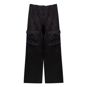 Schwarze Cargohose aus Viskose