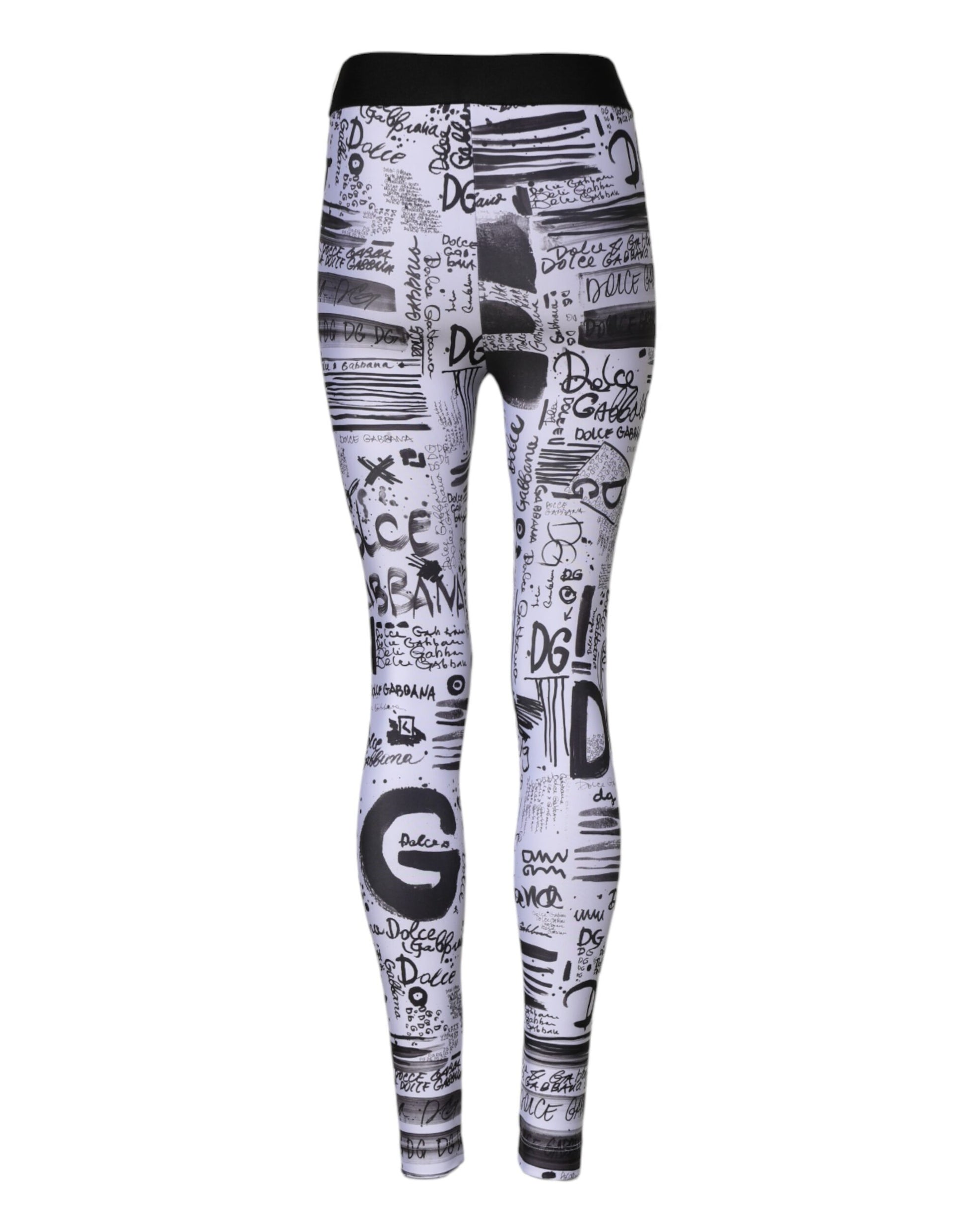 Dolce & Gabbana White Graphic HighWaist Skinny Leggings Pants