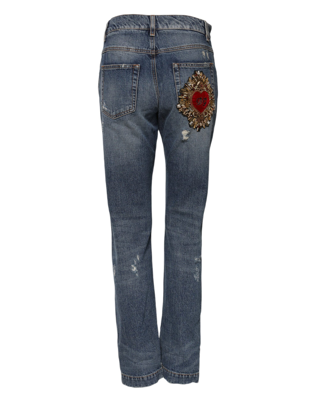 Blaue zerfetzte Jeans aus Baumwolle mit mittlerer Taille 