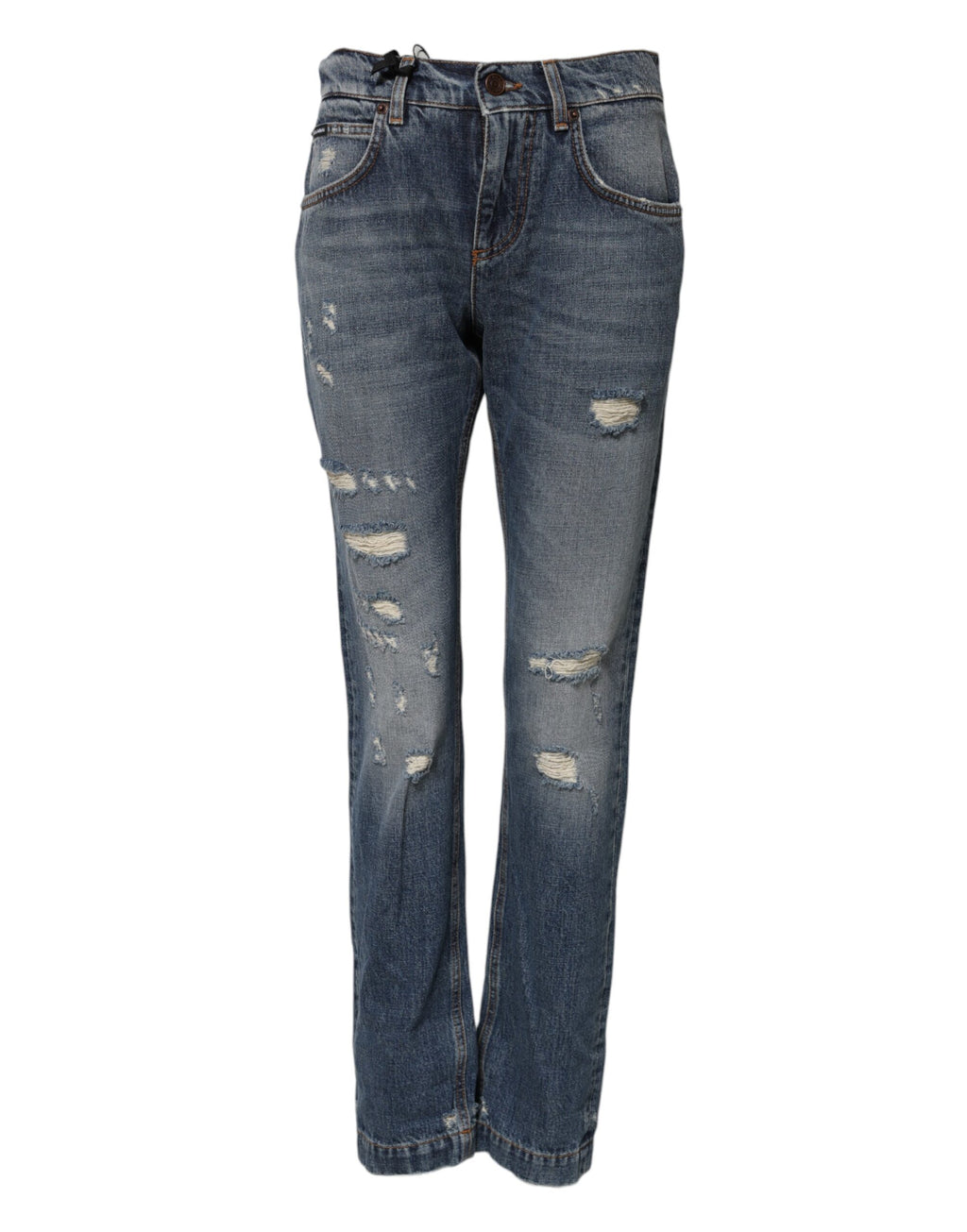 Blaue zerfetzte Jeans aus Baumwolle mit mittlerer Taille 