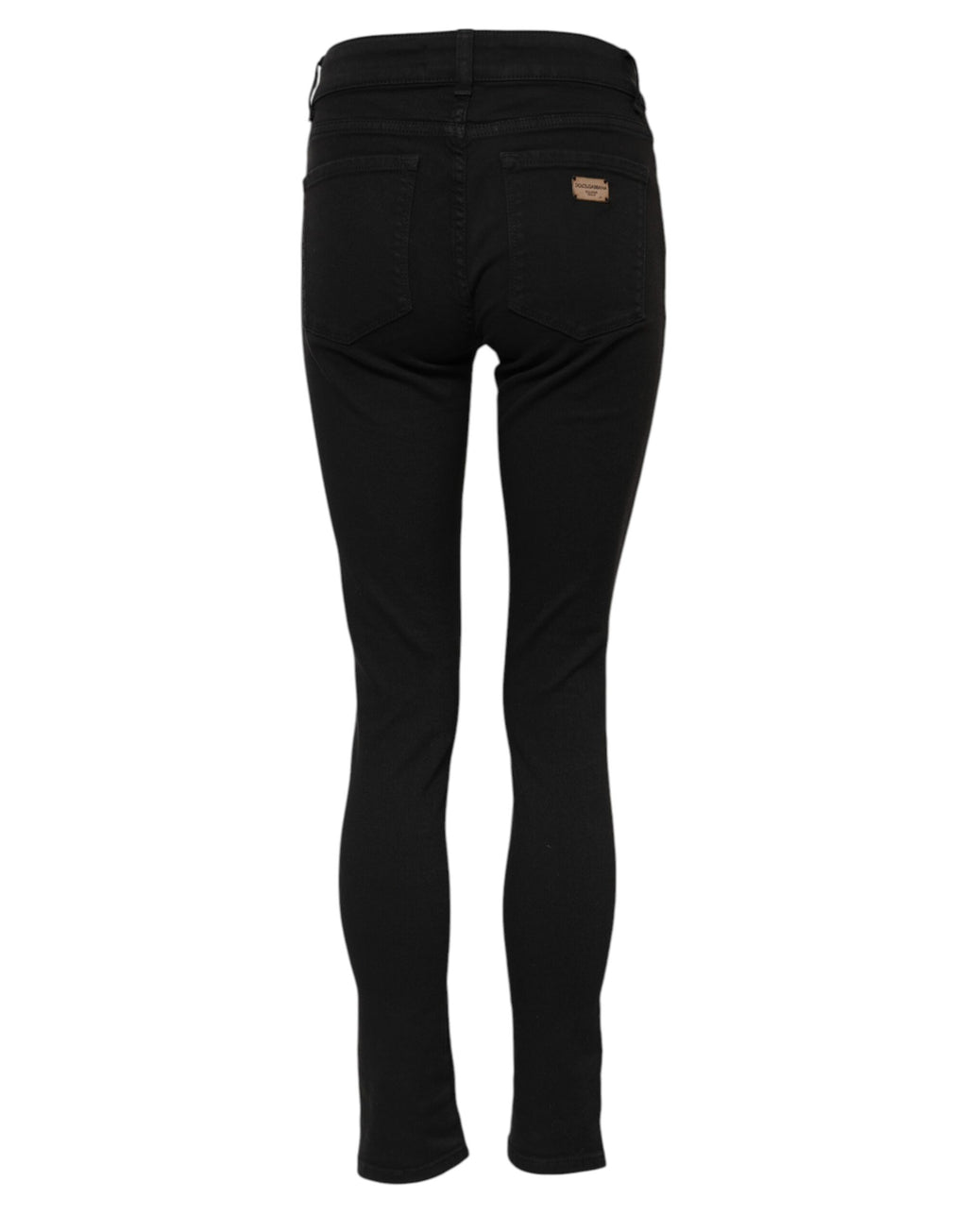 Schwarze Skinny Jeans aus Baumwolldenim mit mittlerer Taille und Logo 