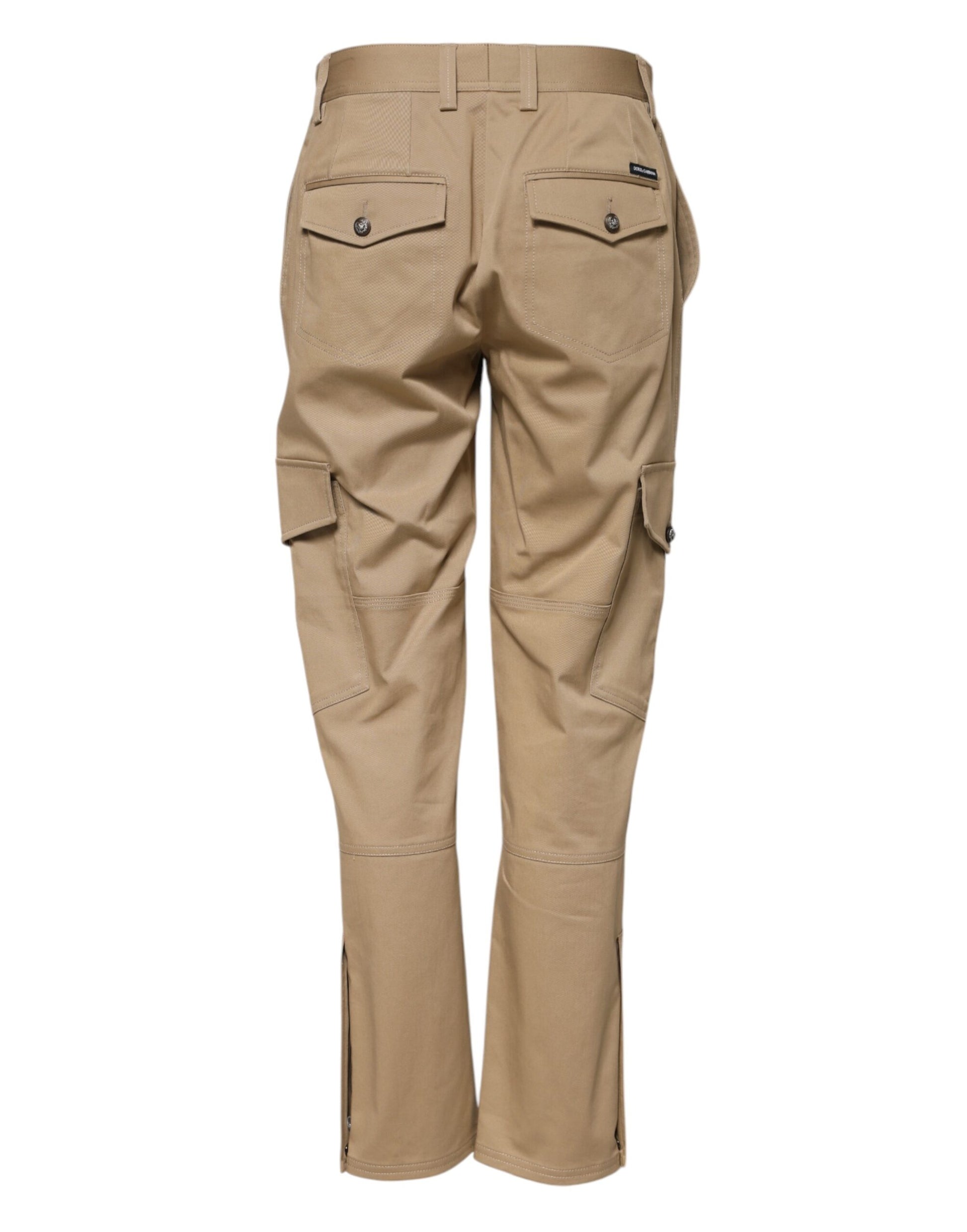 Dolce & Gabbana Beige Mid Waist Cargo Tapered Pants
