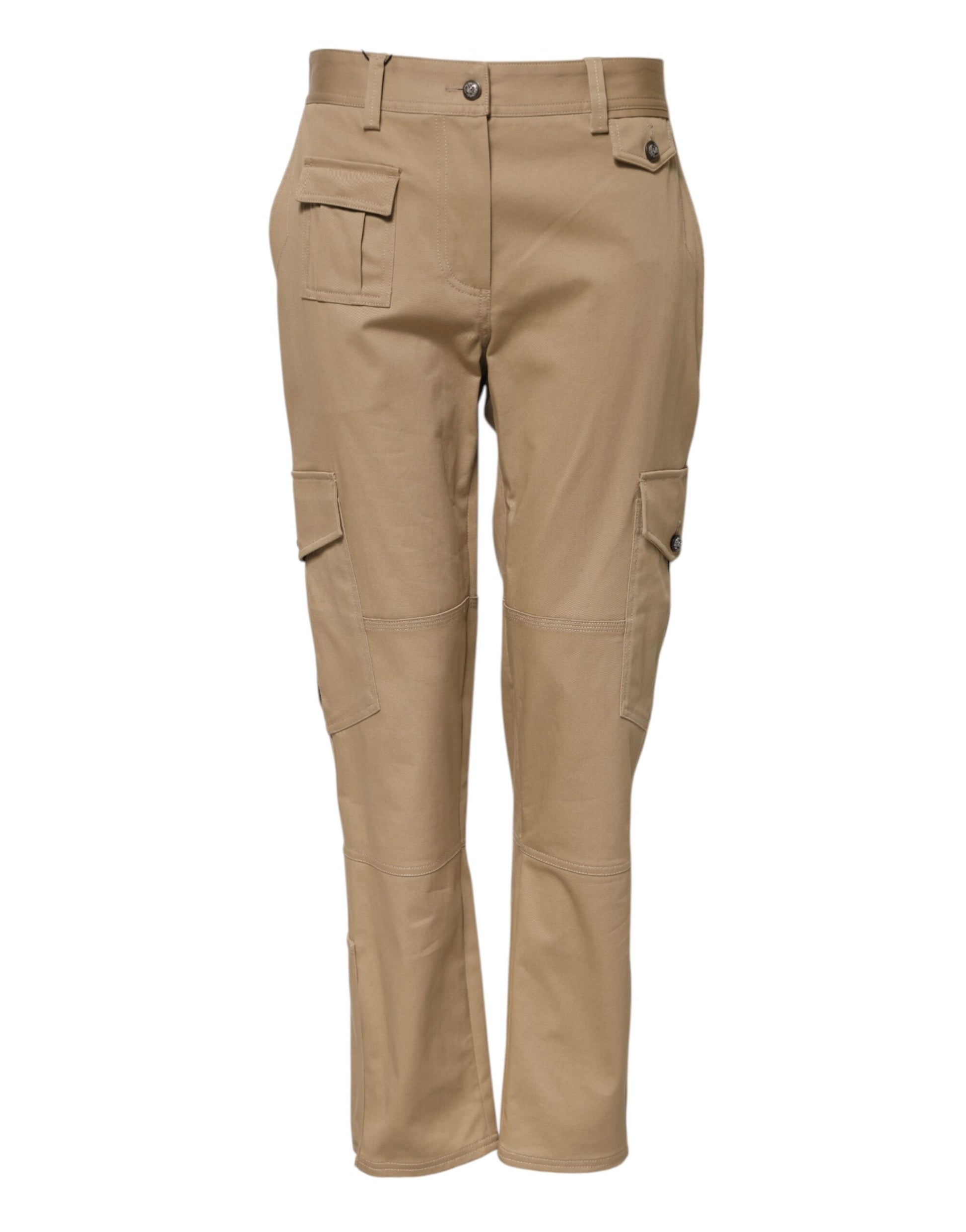 Dolce & Gabbana Beige Mid Waist Cargo Tapered Pants