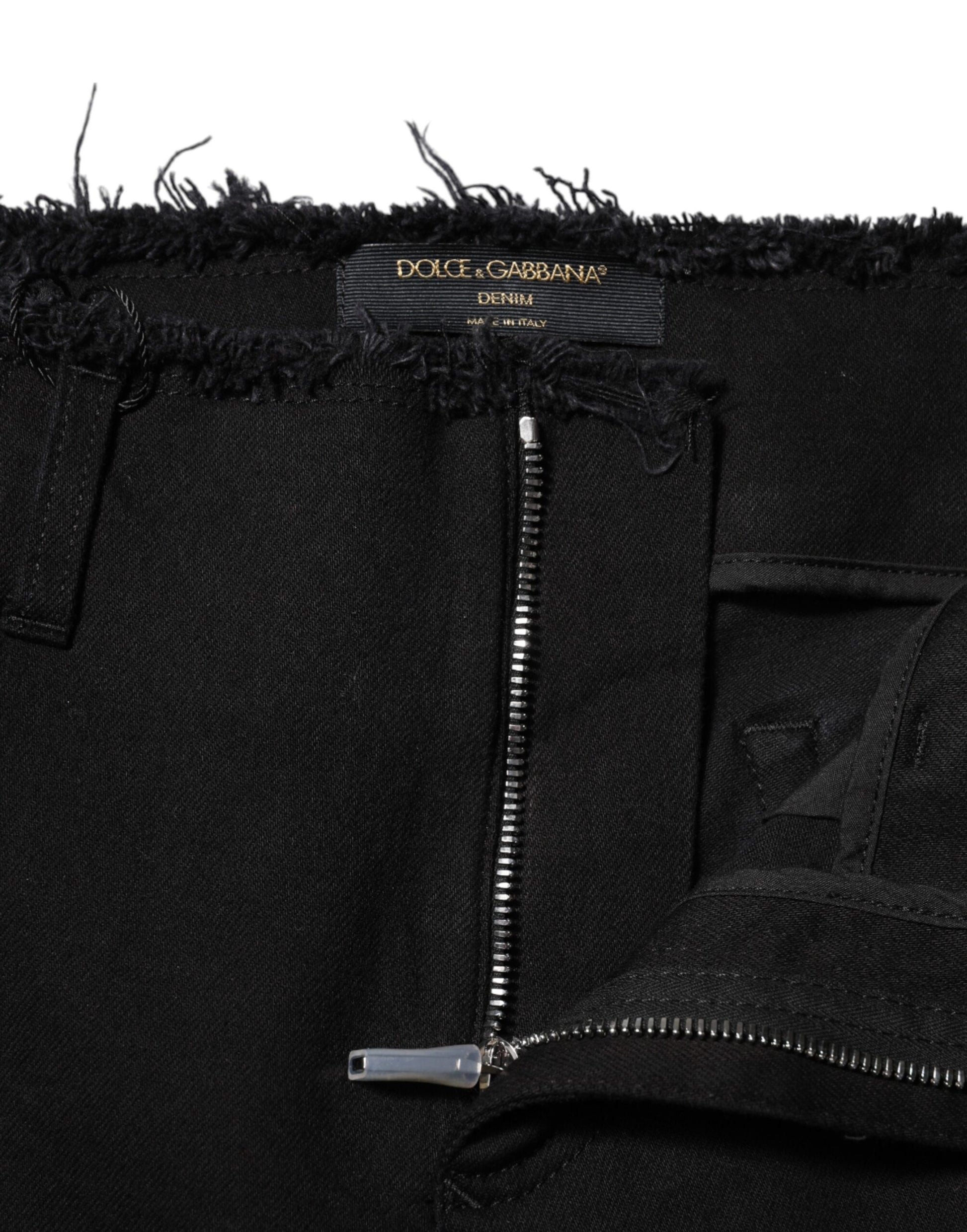 Schwarze Schlagjeans aus Baumwolle mit mittlerer Taille 
