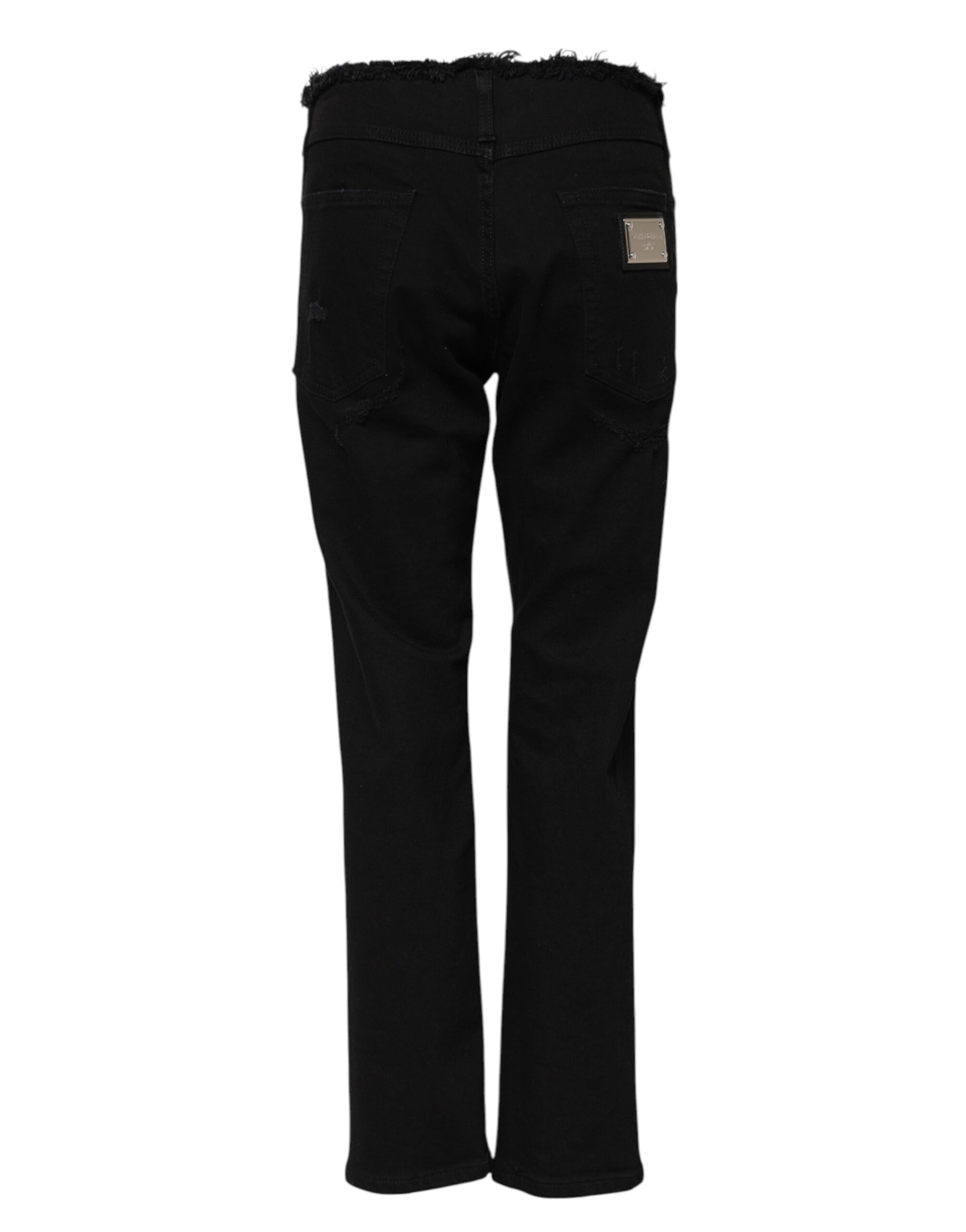 Dolce & Gabbana Black Cotton Mid Waist Flared Denim Jeans