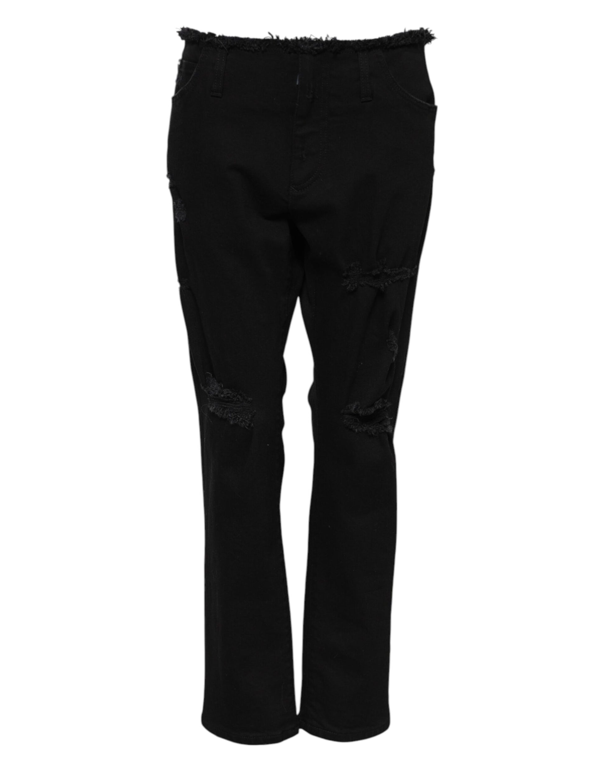 Schwarze Schlagjeans aus Baumwolle mit mittlerer Taille 