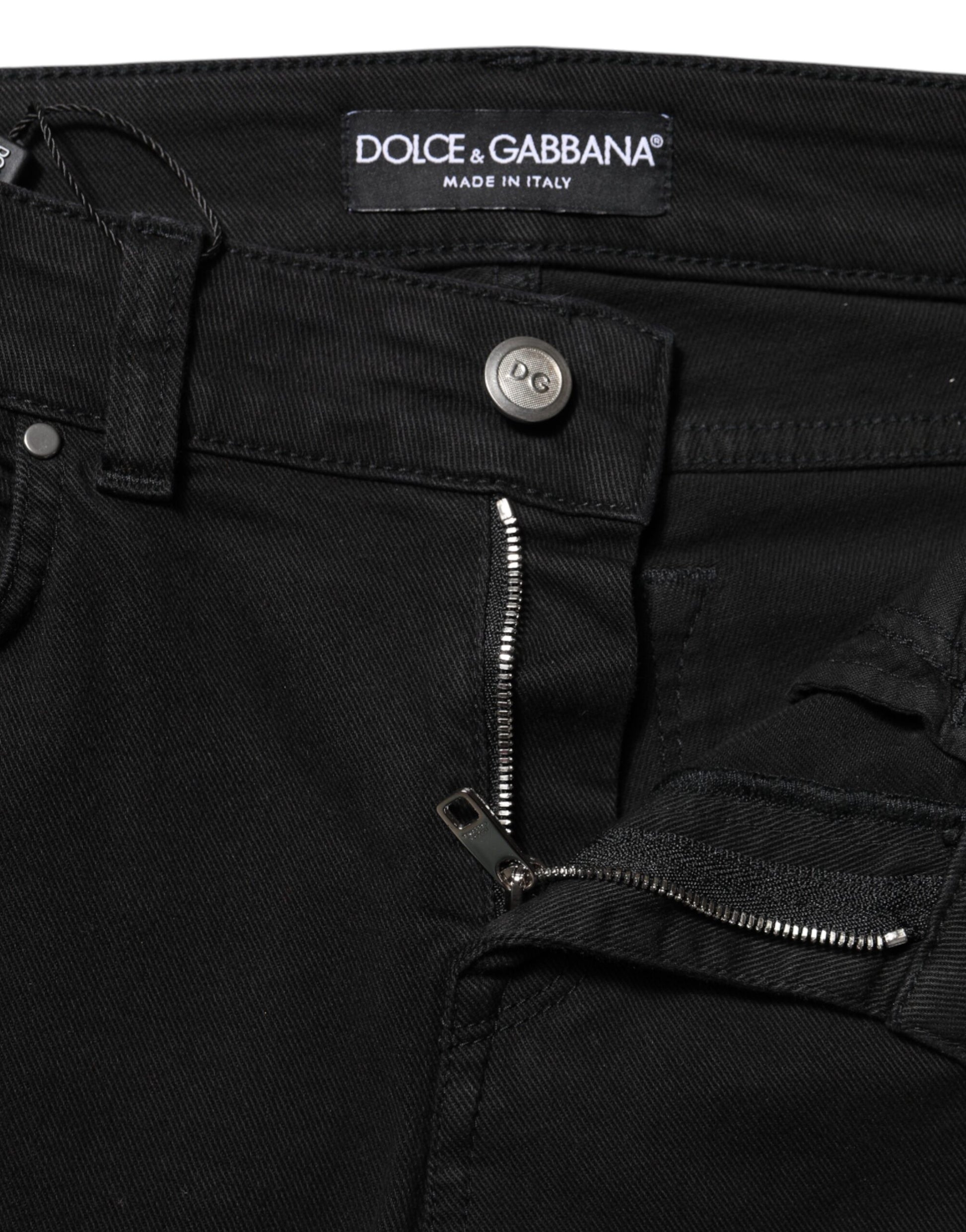 Dolce & Gabbana Black Cotton Skinny Mid Waist Denim Jeans