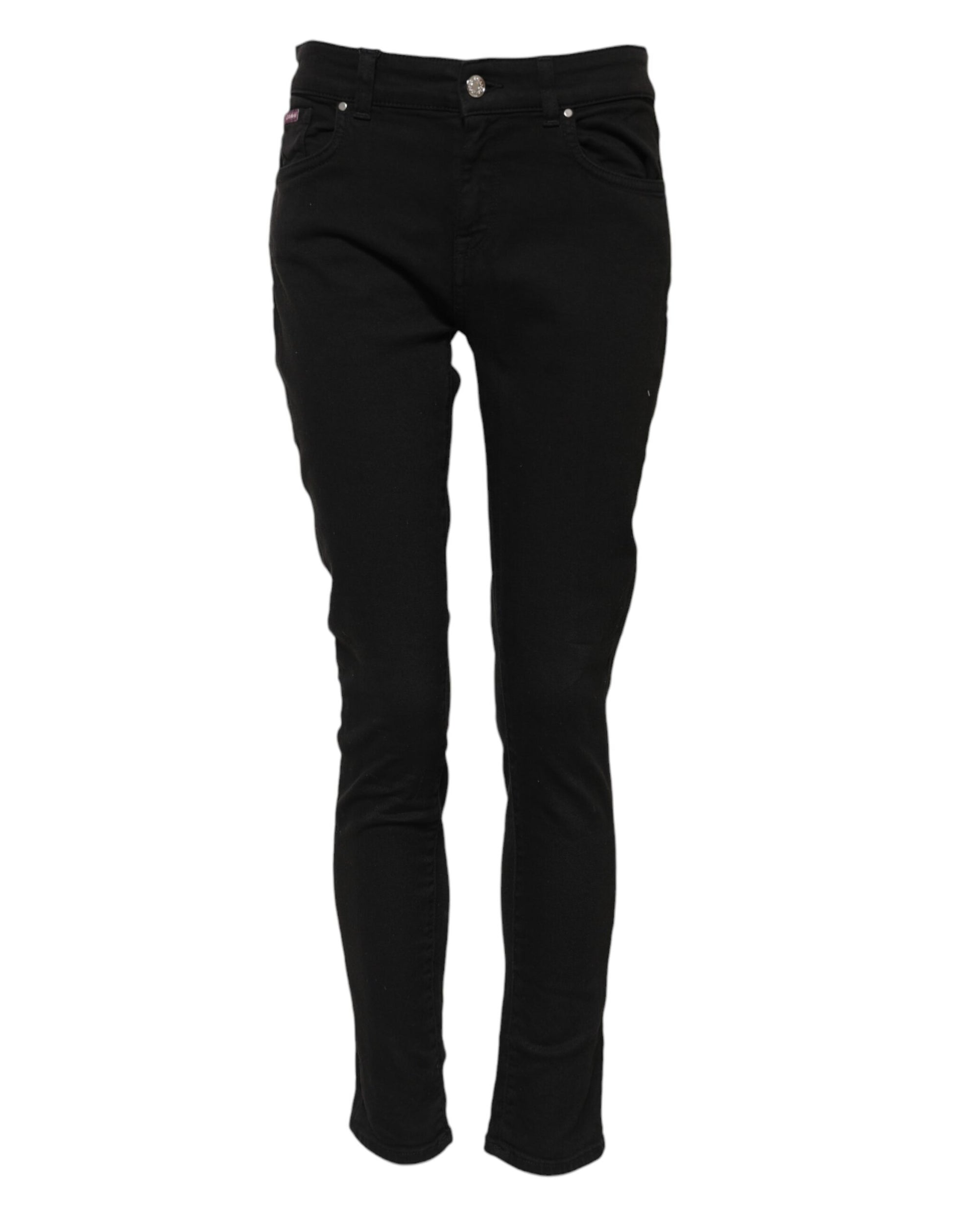 Schwarze Skinny-Jeans aus Baumwolle mit mittlerer Taille 