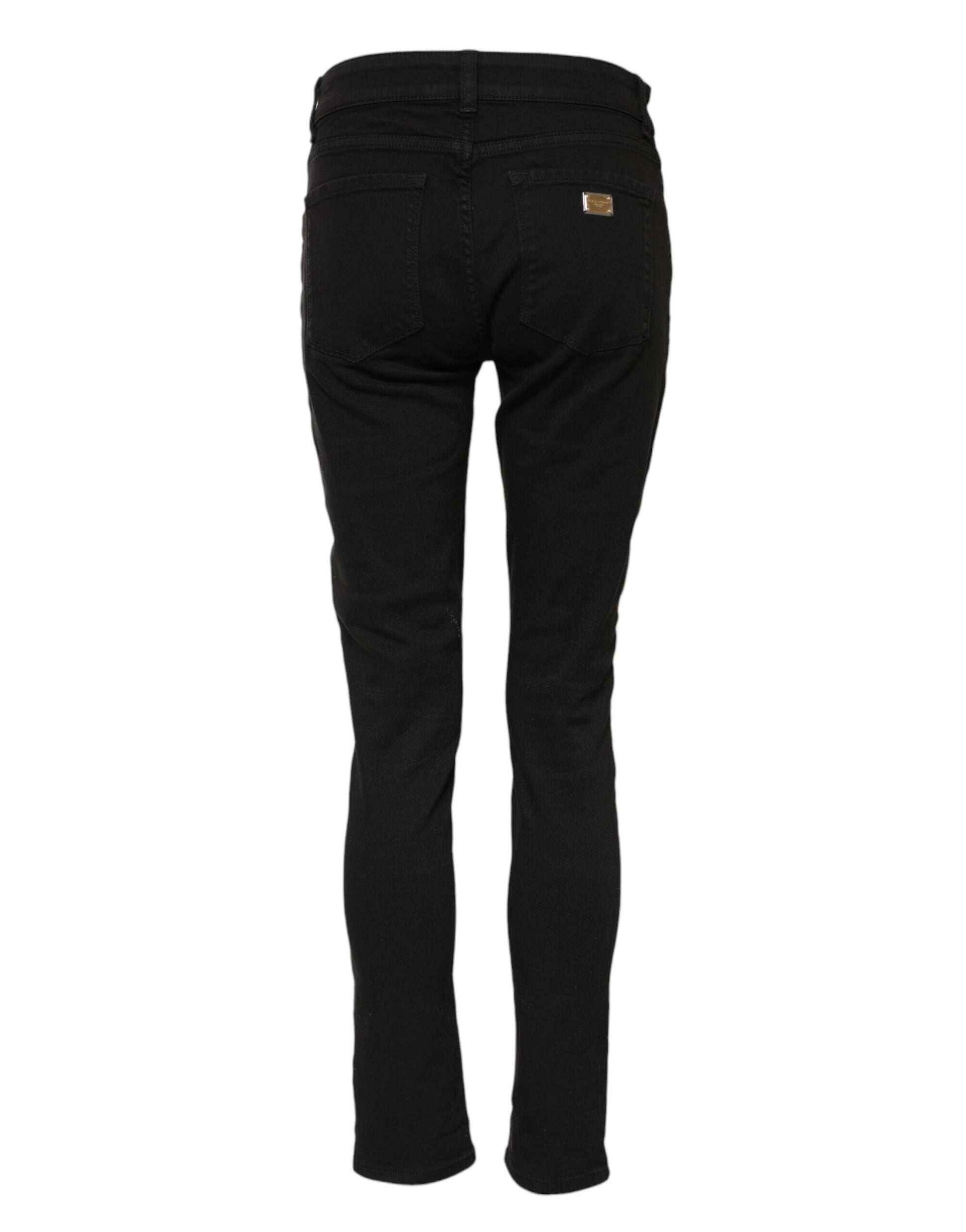 Schwarze Skinny-Jeans aus Baumwolle mit mittlerer Taille 