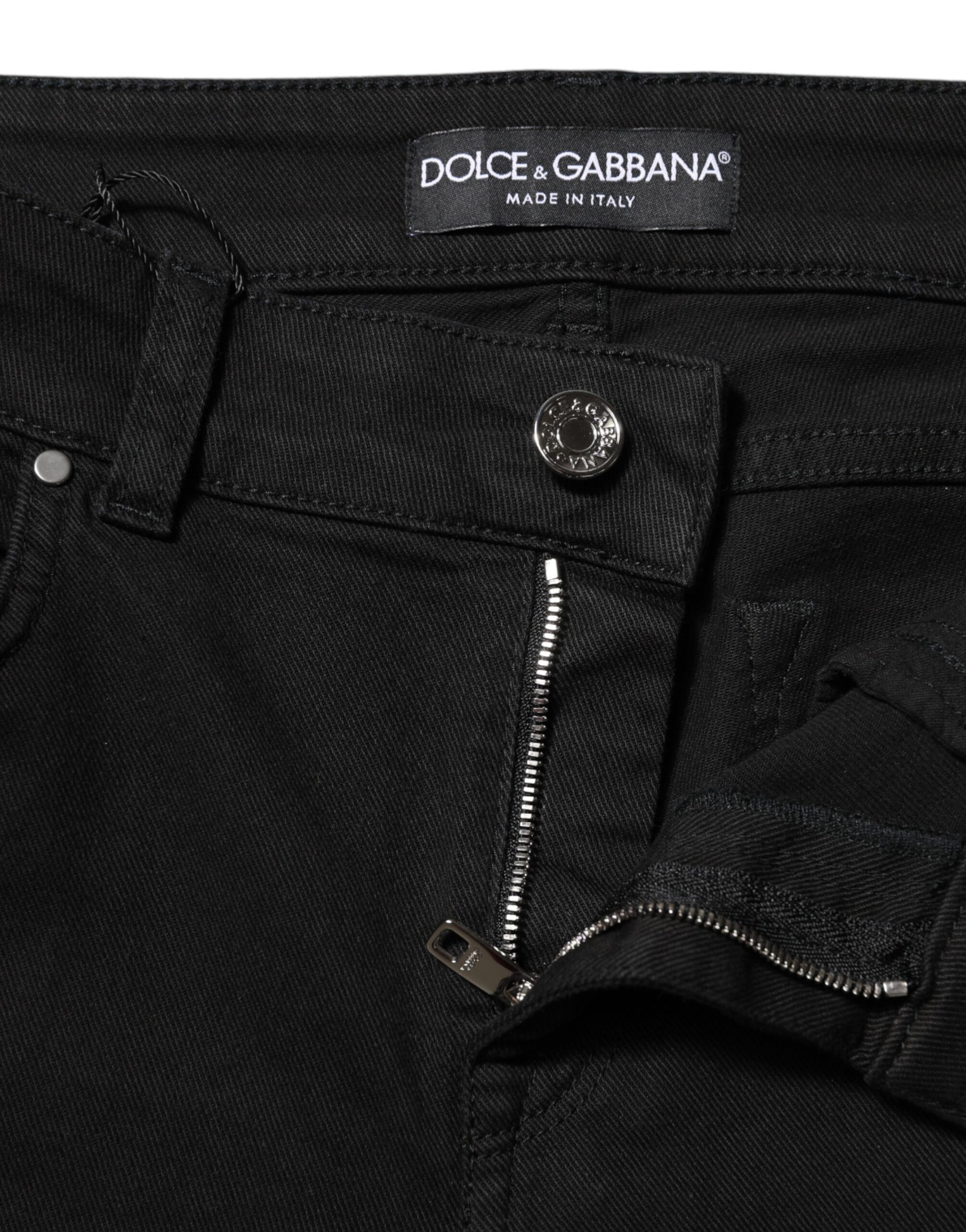Schwarze Skinny-Jeans aus Baumwolle mit mittlerer Taille 