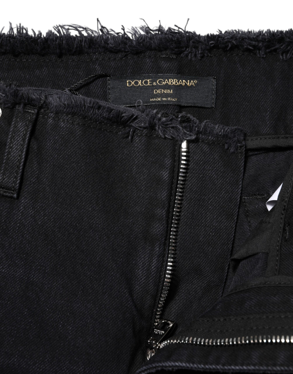 Schwarze zerfetzte Jeans aus Baumwolle mit mittlerer Taille 