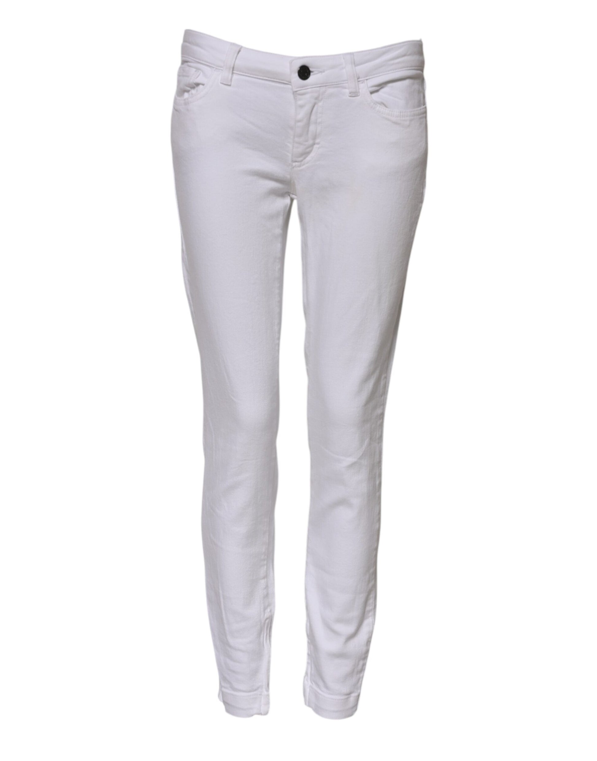 Dolce & Gabbana White Cotton Low Waist Skinny Denim Jeans
