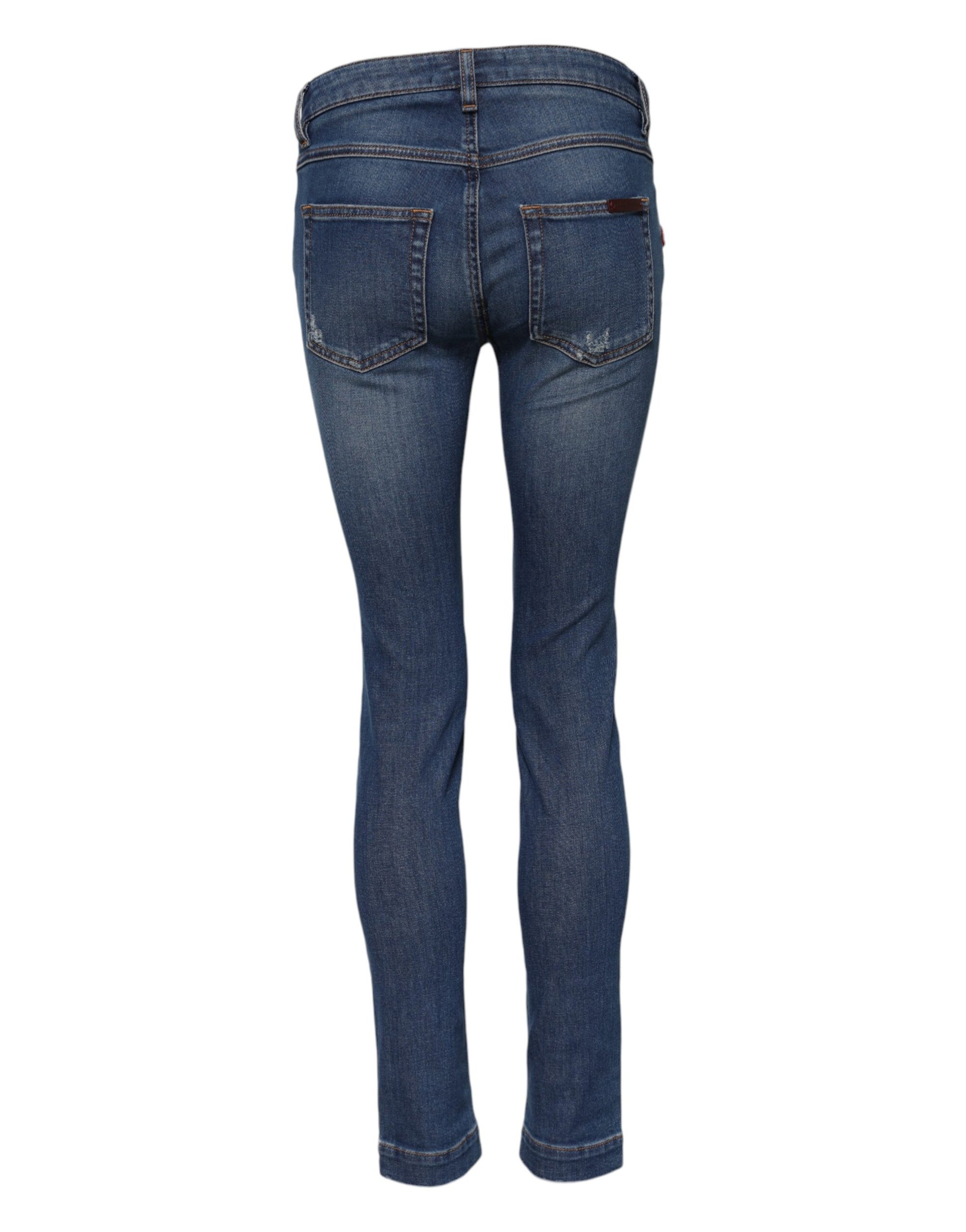 Dolce & Gabbana Blue Cotton Low Waist Skinny Denim Jeans