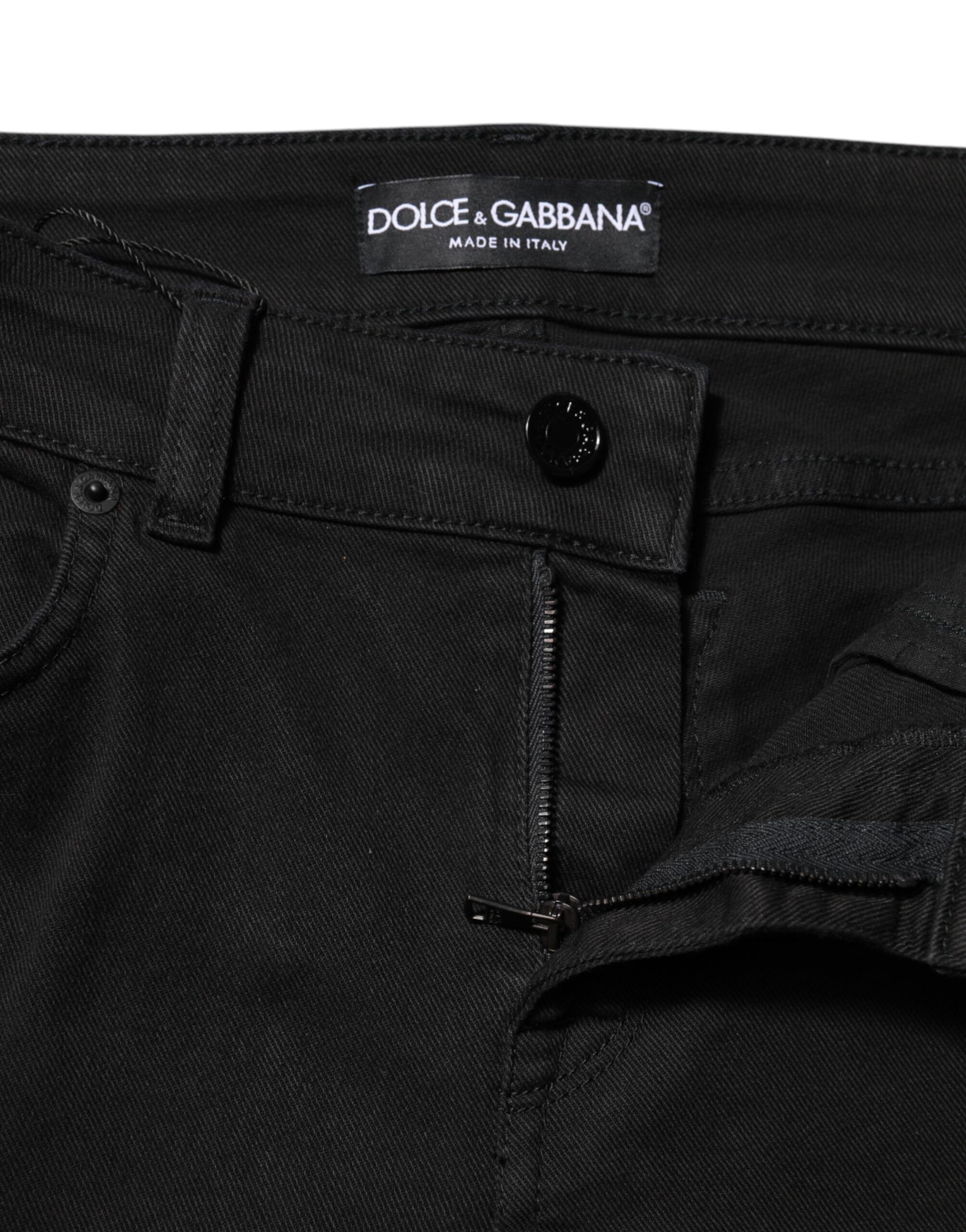 Dolce & Gabbana Black Cotton Skinny Mid Waist Denim Jeans