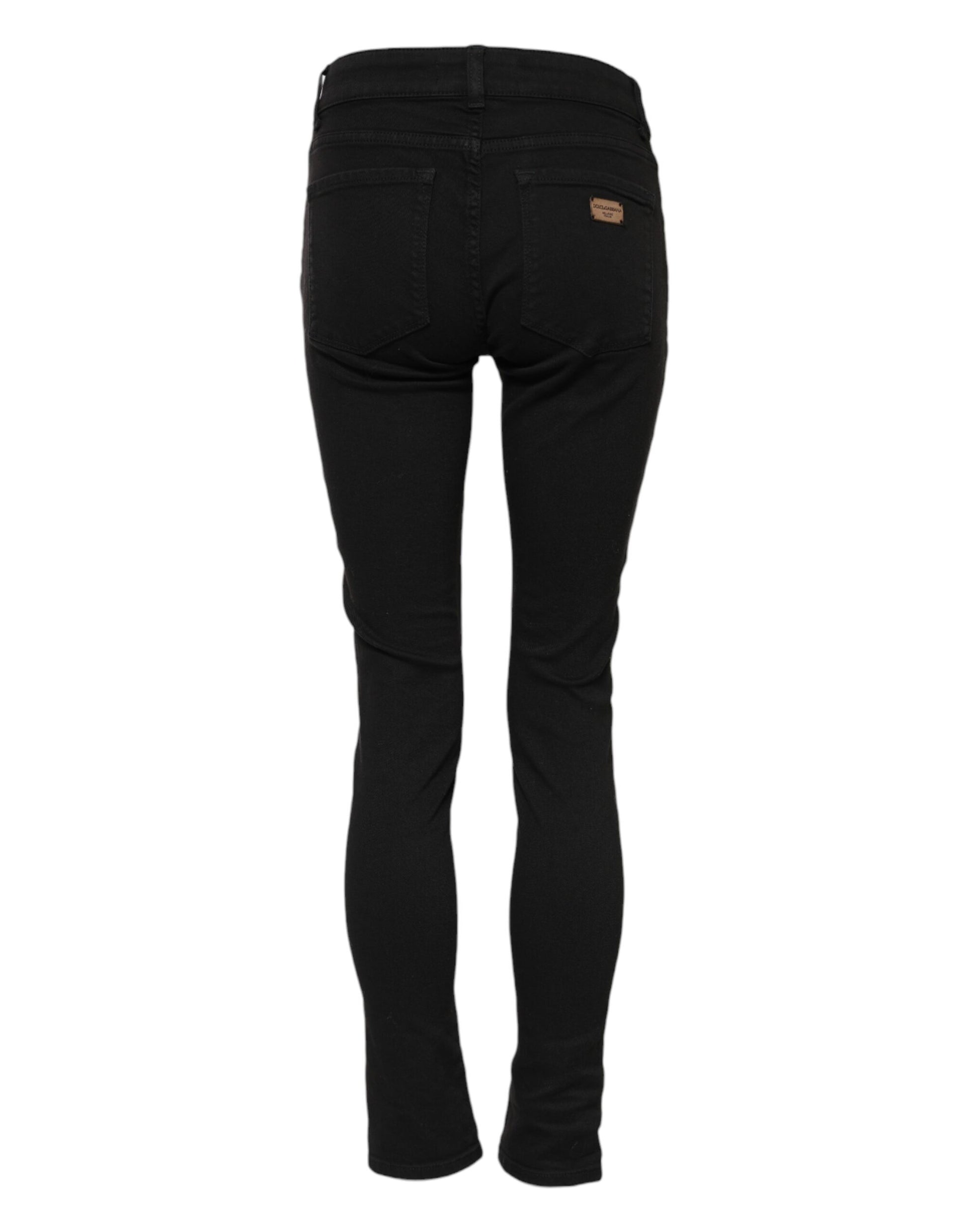 Dolce & Gabbana Black Cotton Skinny Mid Waist Denim Jeans