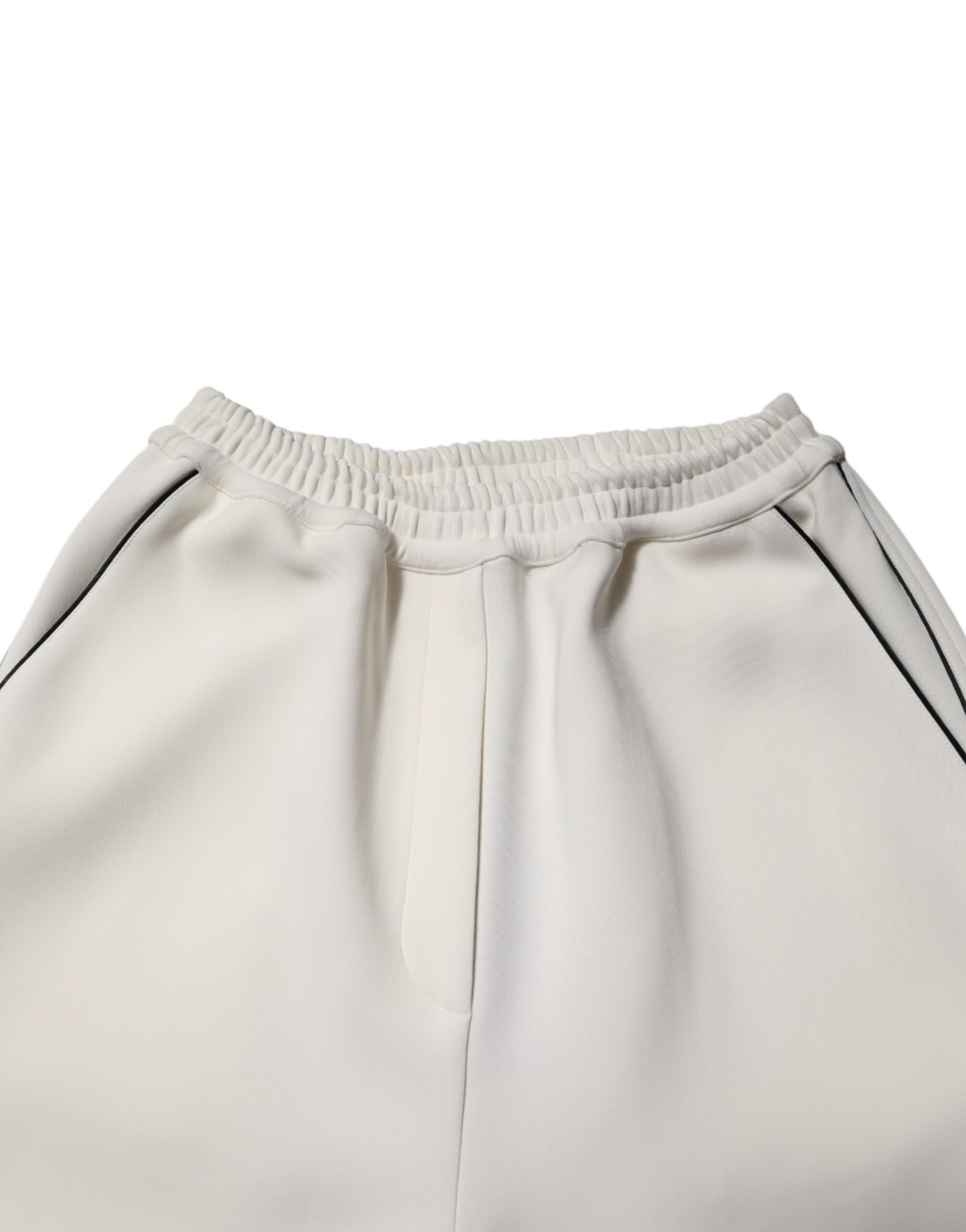 Dolce & Gabbana White Viscose Wide Leg Pull On Pants
