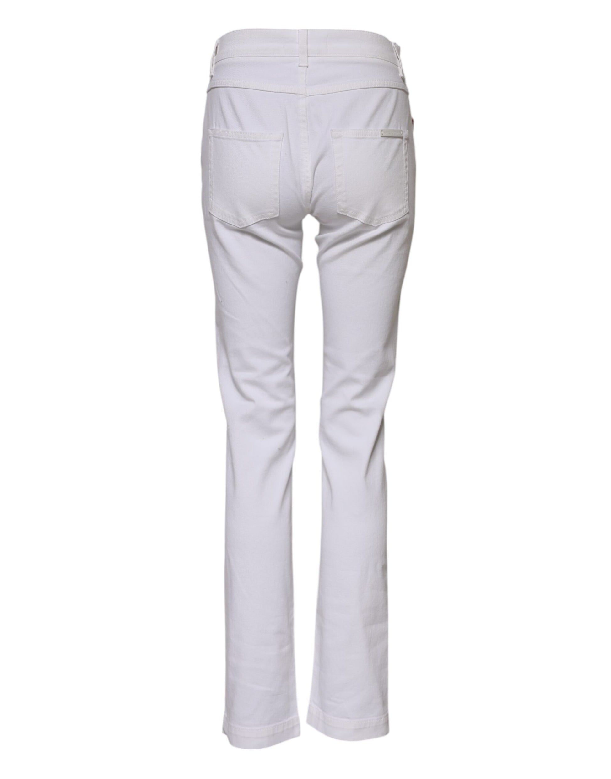 Weiße GIRLY Denim-Jeans mit Blumenstickerei 