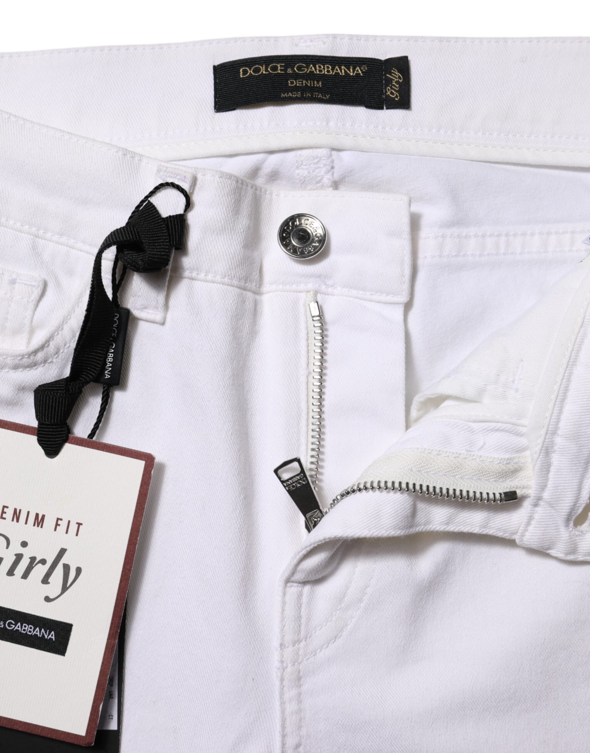 Weiße GIRLY Denim-Jeans mit Blumenstickerei 