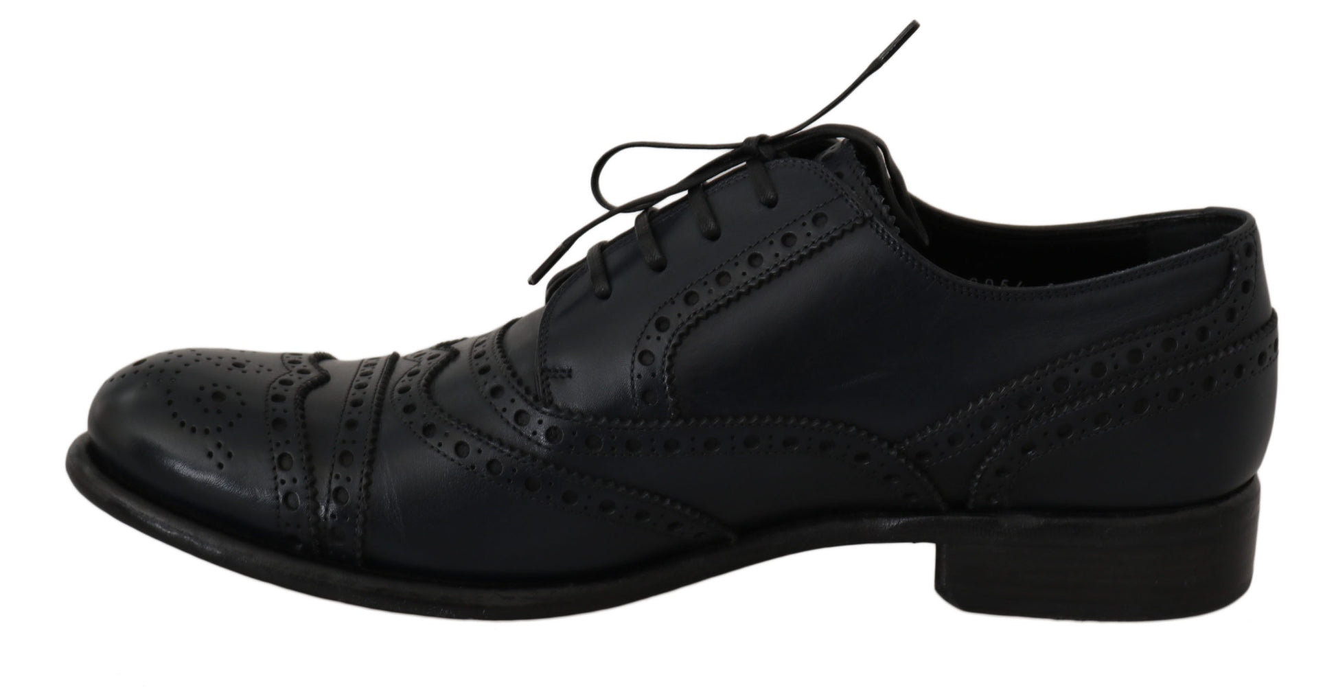 Dunkelblaue Oxford-Schuhe aus Leder mit Flügelkappe