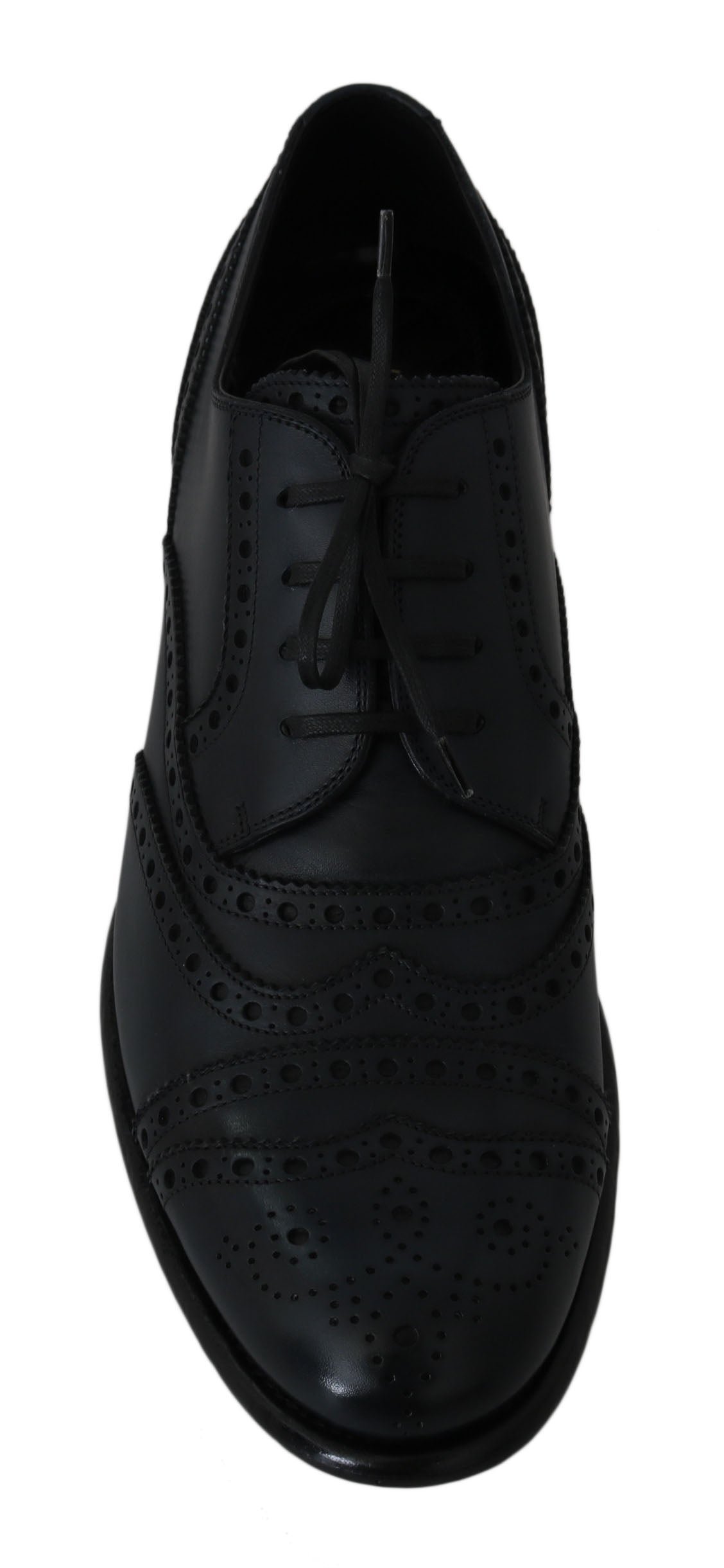 Dunkelblaue Oxford-Schuhe aus Leder mit Flügelkappe