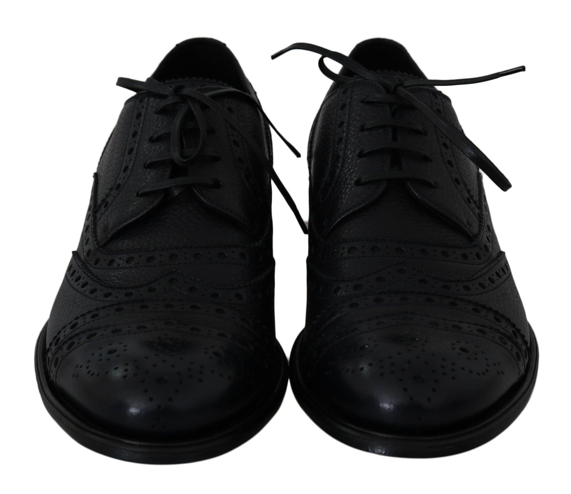 Blaue Oxford-Schuhe aus Leder mit Flügelkappe