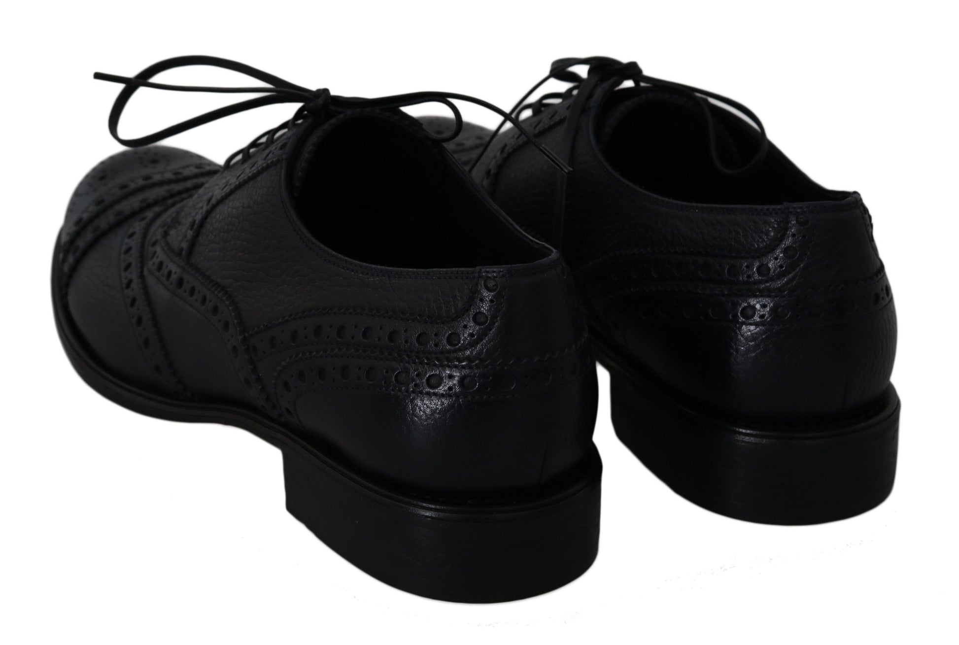 Blaue Oxford-Schuhe aus Leder mit Flügelkappe