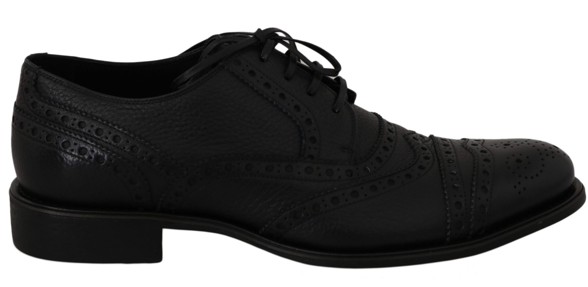 Blaue Oxford-Schuhe aus Leder mit Flügelkappe