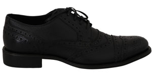 Blaue Oxford-Schuhe aus Leder mit Flügelkappe