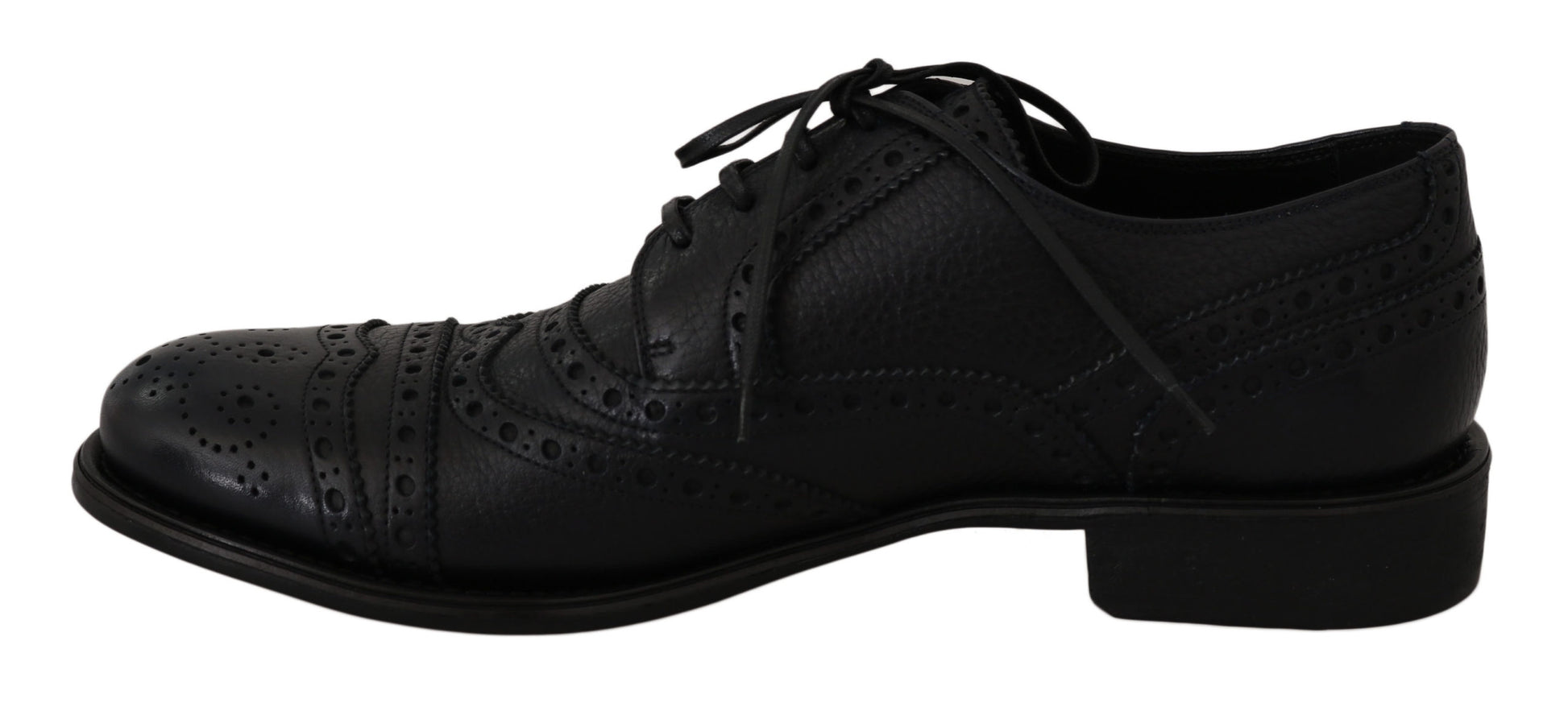 Blaue Oxford-Schuhe aus Leder mit Flügelkappe