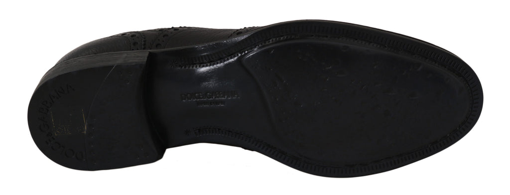 Blaue Oxford-Schuhe aus Leder mit Flügelkappe